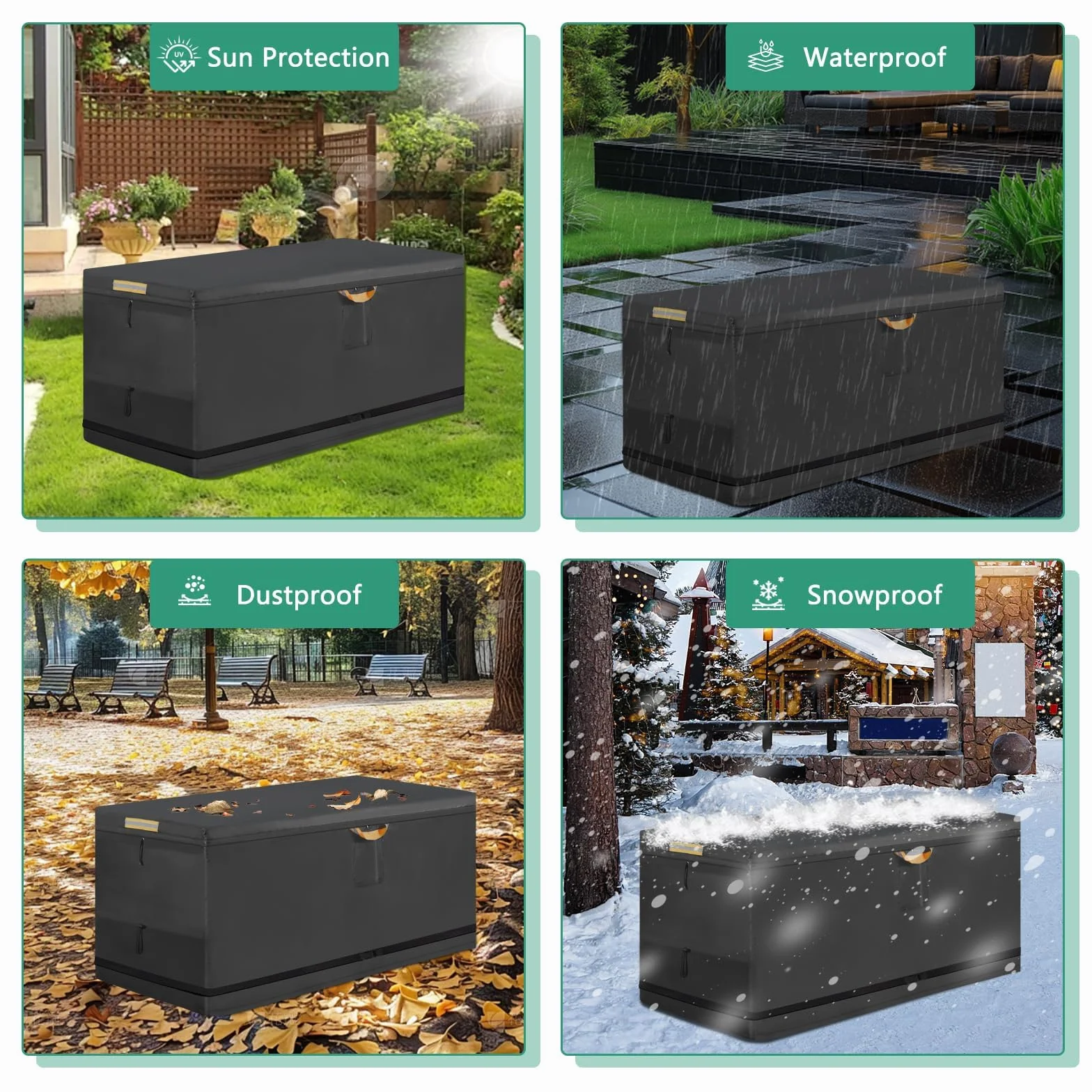 Housse Coffre Jardin Imperméable 600D Oxford 160x75x70 cm avec Fermeture à Glissière