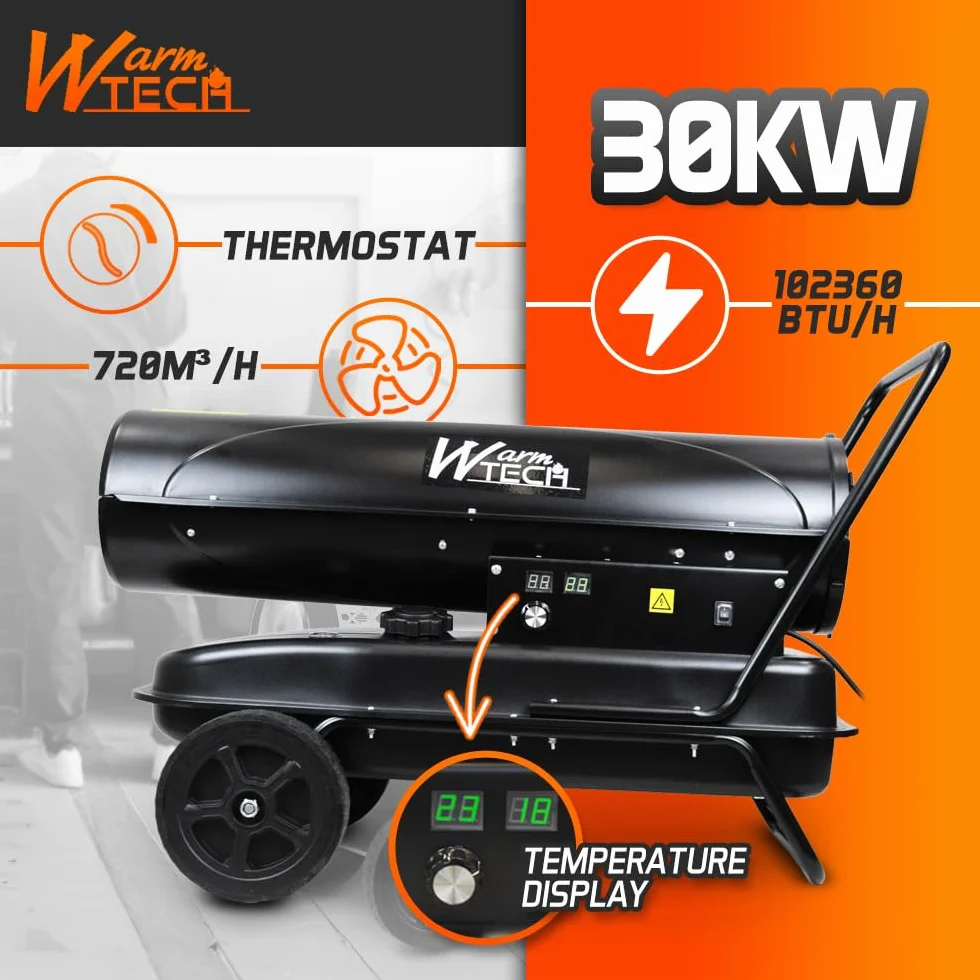 Canon à chaleur diesel 30 KW avec roues