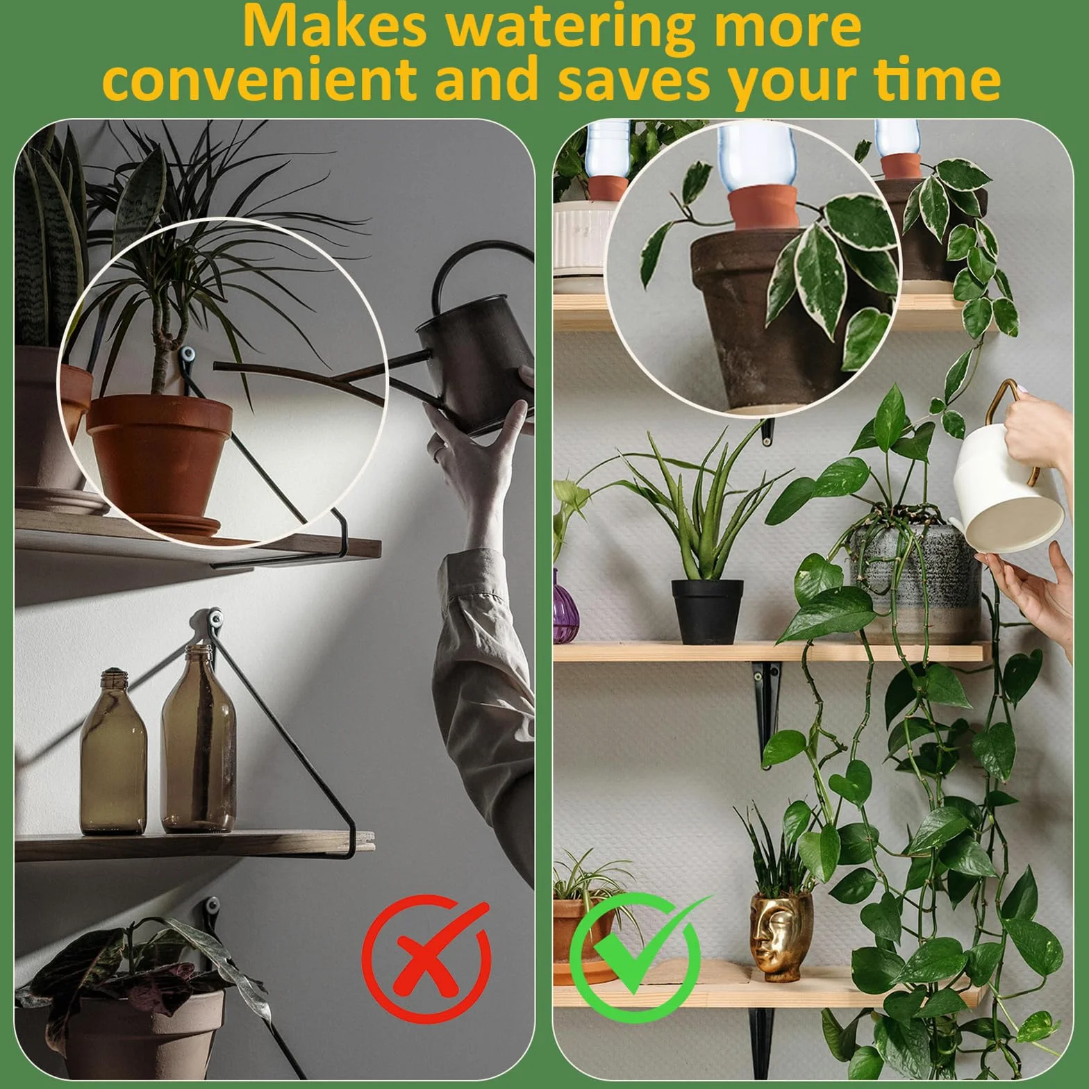 Ollas Arrosage Automatique Lot de 6 Cône en Argile Terre Cuite pour Plantes Intérieur Extérieur