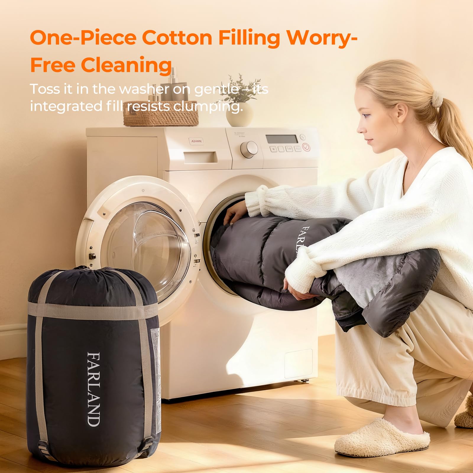 Plush Fleece-Lined Sleeping Bag with Compression Sack for All Seasons
