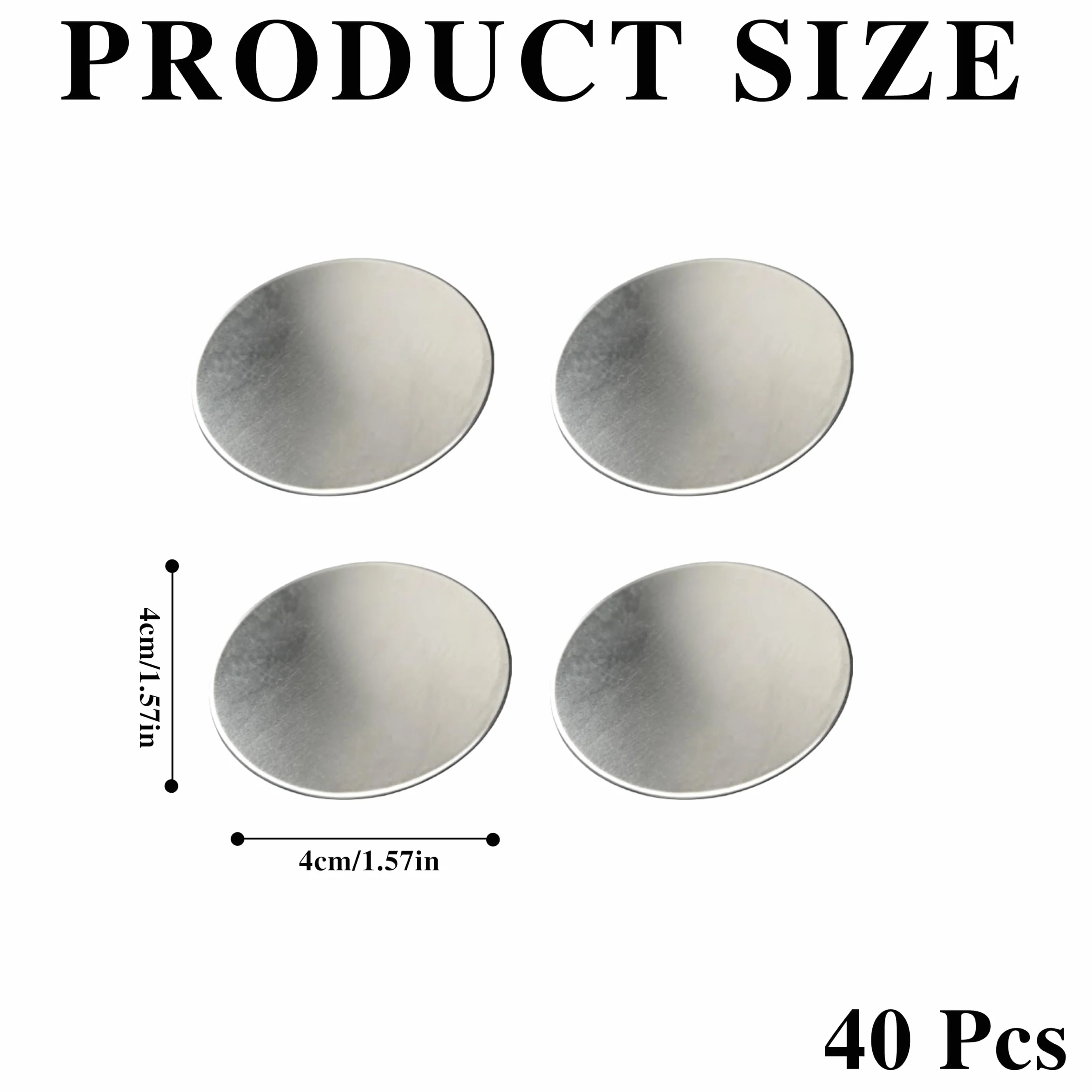 Lot de 40 plaquettes métalliques autocollantes pour aimants en acier inoxydable - Plaque métallique très fine de 0,3 mm - Compatible avec Tonies et supports magnétiques - Pour téléphone portable et