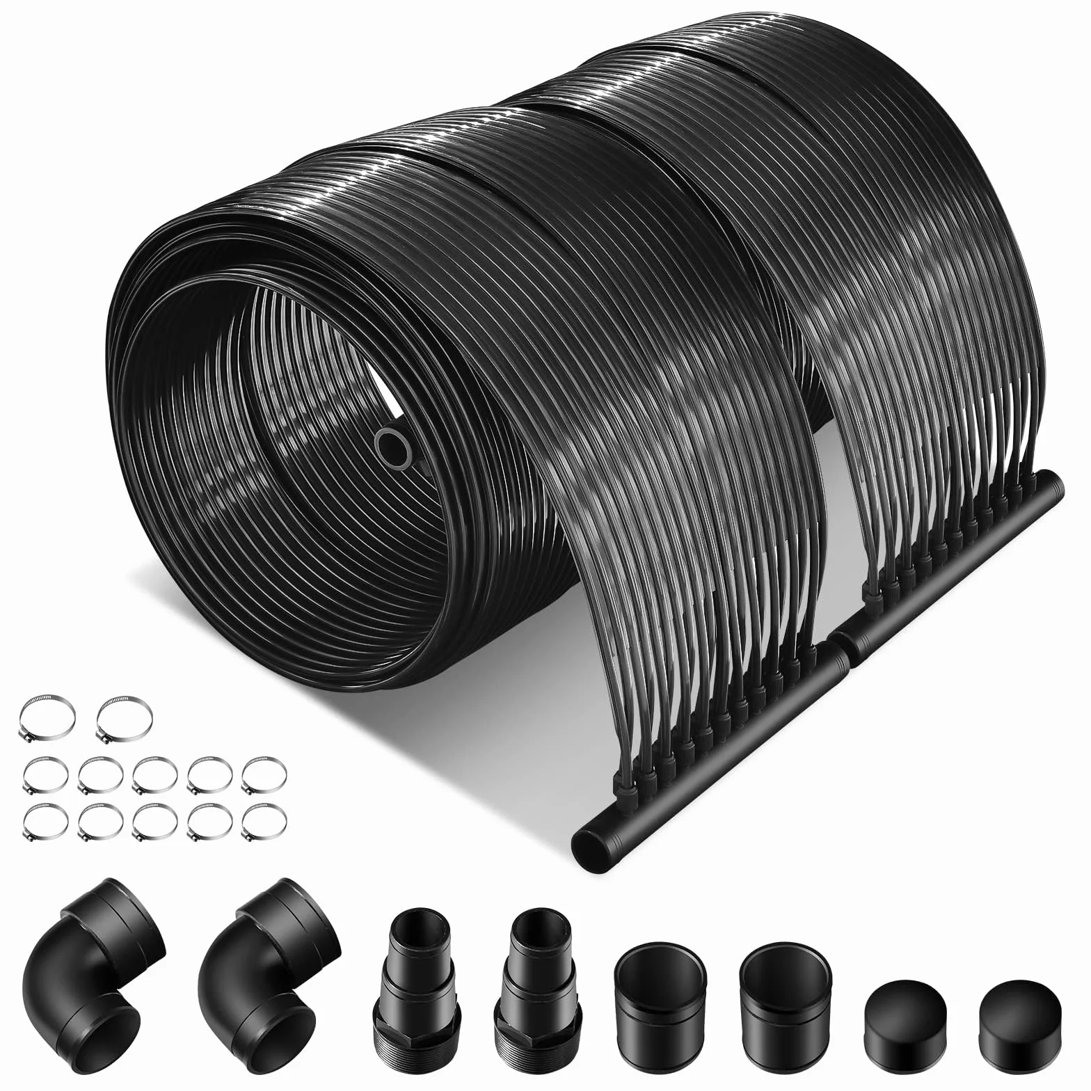FANTASK Chauffage Solaire de Piscine 600 x 75 cm Panneau Solaire Polyéthylène Résistant UV Noir