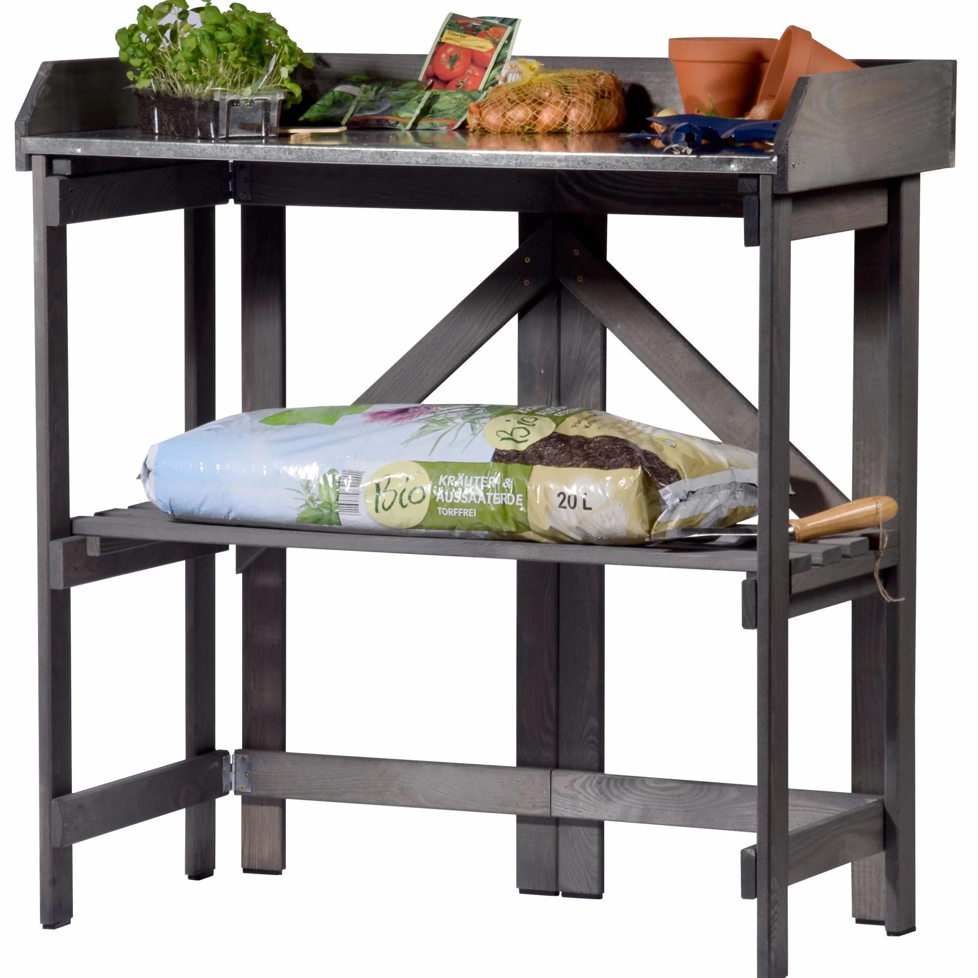 dobar® Table de Jardinage Pliante en Bois Massif 85 x 44 x 89 cm Anthracite