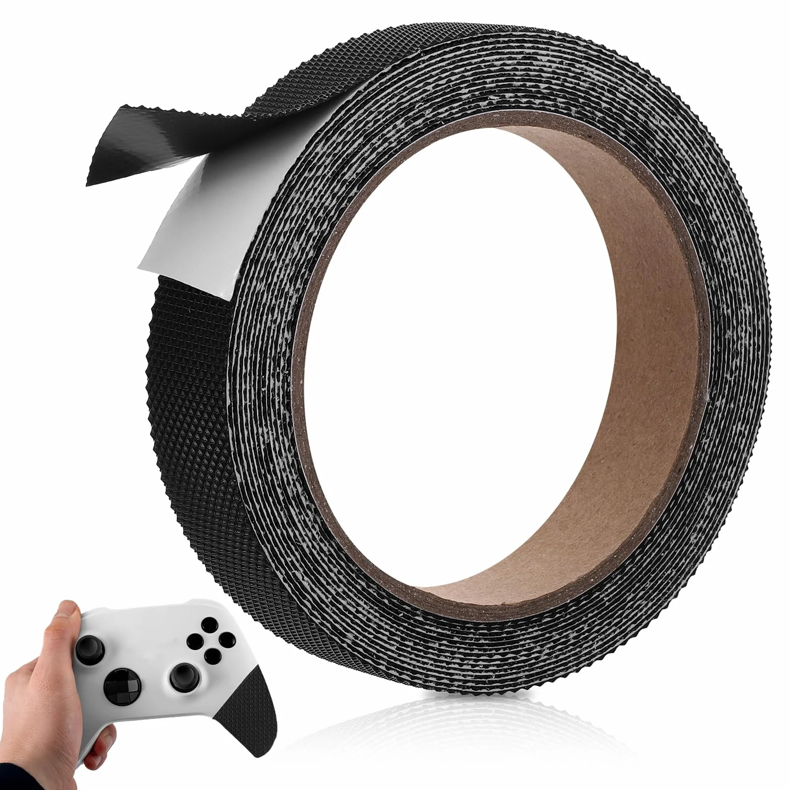 Bremorou Ruban antidérapant en caoutchouc noir de 5 m, 2,5 cm, robuste, imperméable, non abrasif, résistant à l'usure, pour intérieur et extérieur, pour rendre les poignées et les surfaces de contact