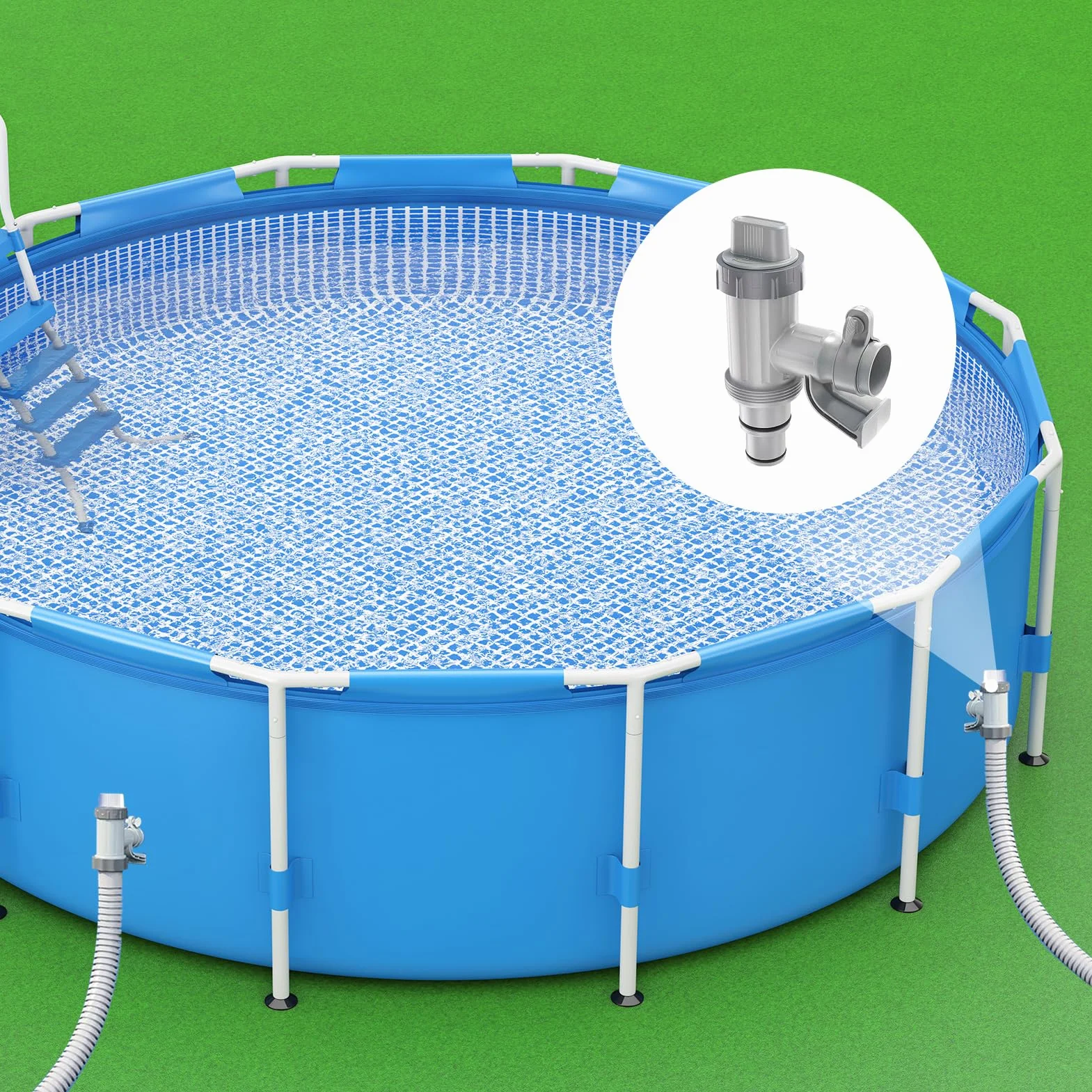 Robinet de Piscine 2 en 1 Valve à Piston Pièces de Rechange Accessoire Intex Bestway Coleman Robinet d'Arrêt Piscine Hors Sol