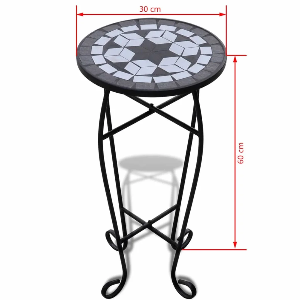 vidaXL Table d'appoint Mosaïque Noir et Blanc