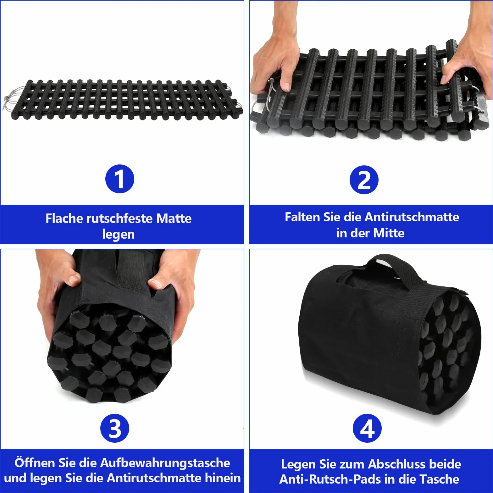 Tapis de traction tout-terrain 7 tonnes 100x21x2.5 cm TPR Lot de 2 avec sac de transport