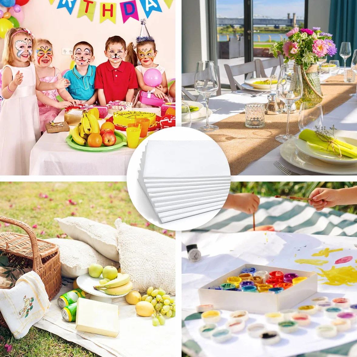 Nappes Jetables Imperméable 150 x 280cm PEVE Rectangulaires Blanche pour Fête Pique-Nique Barbecue