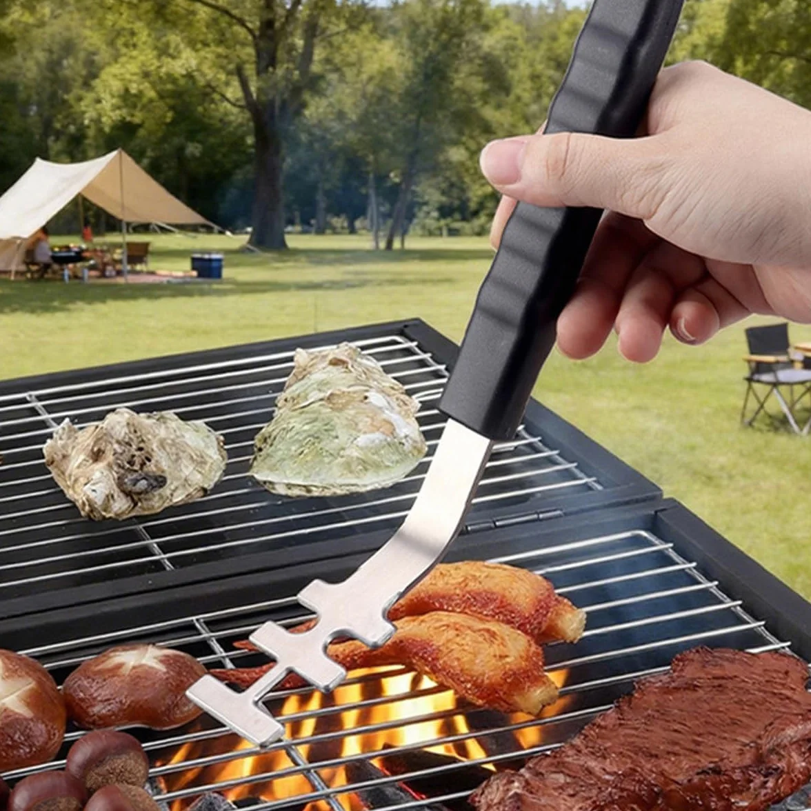 Lot de 2 Outils de Levage de Barbecue en Acier Inoxydable Anti-calcaire (27,5 x 3,5 cm)