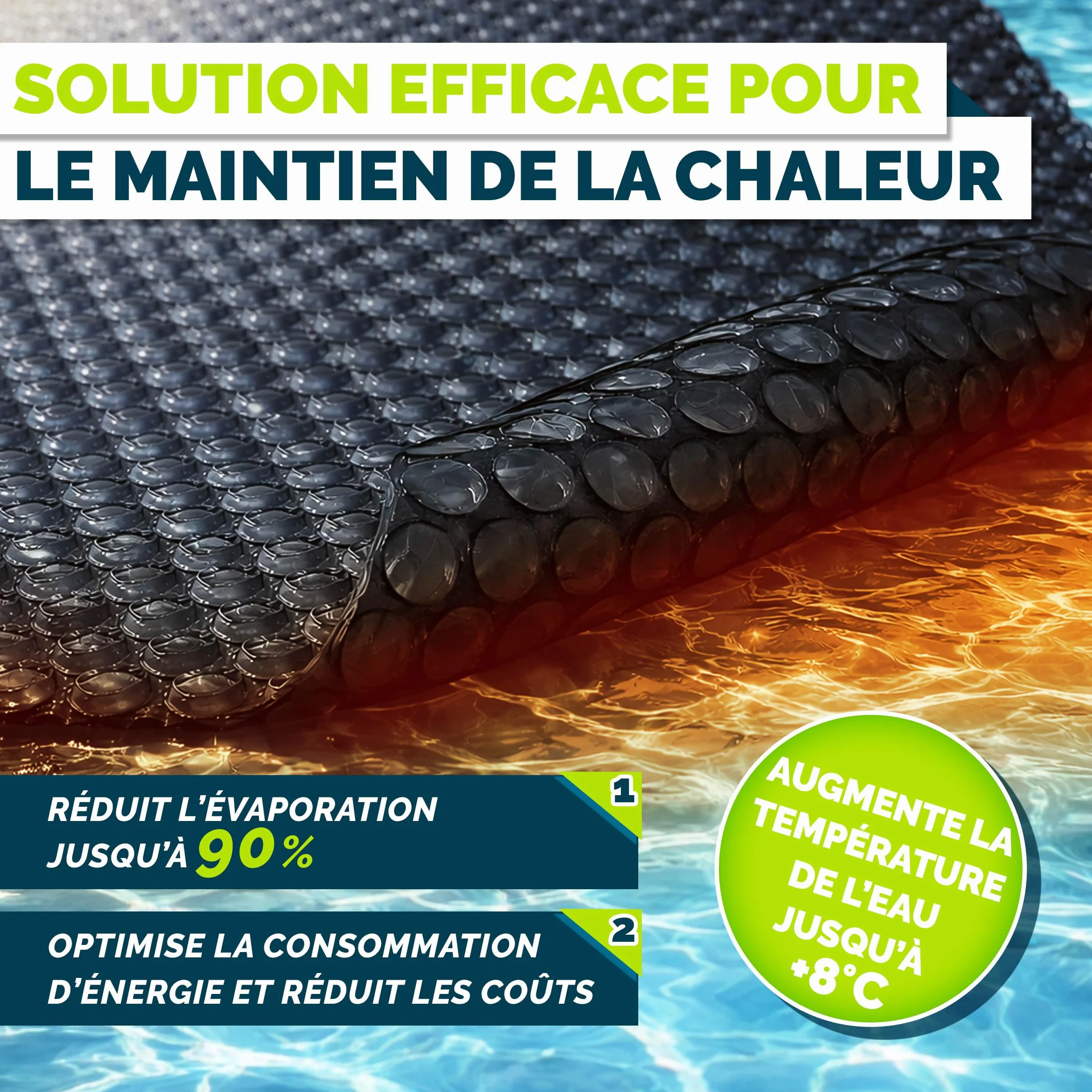Bâche Solaire de Piscine Tillvex 400 µm Ronde Ø 457 cm Film Thermique