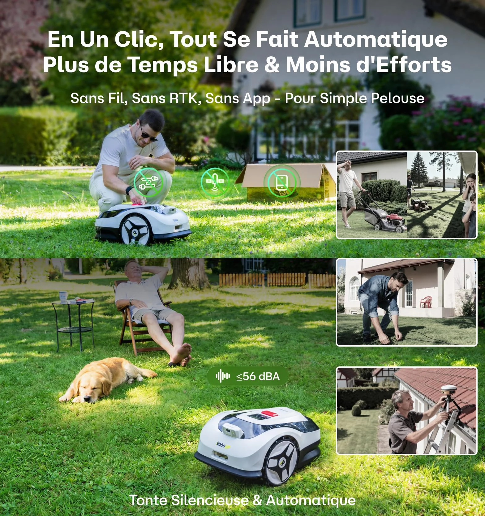 Raccoon 2 SE Robot Tondeuse Intelligent 600m² sans RTK, Tonte Parallèle, 5Ah Recharge Rapide 150min Autonomie
