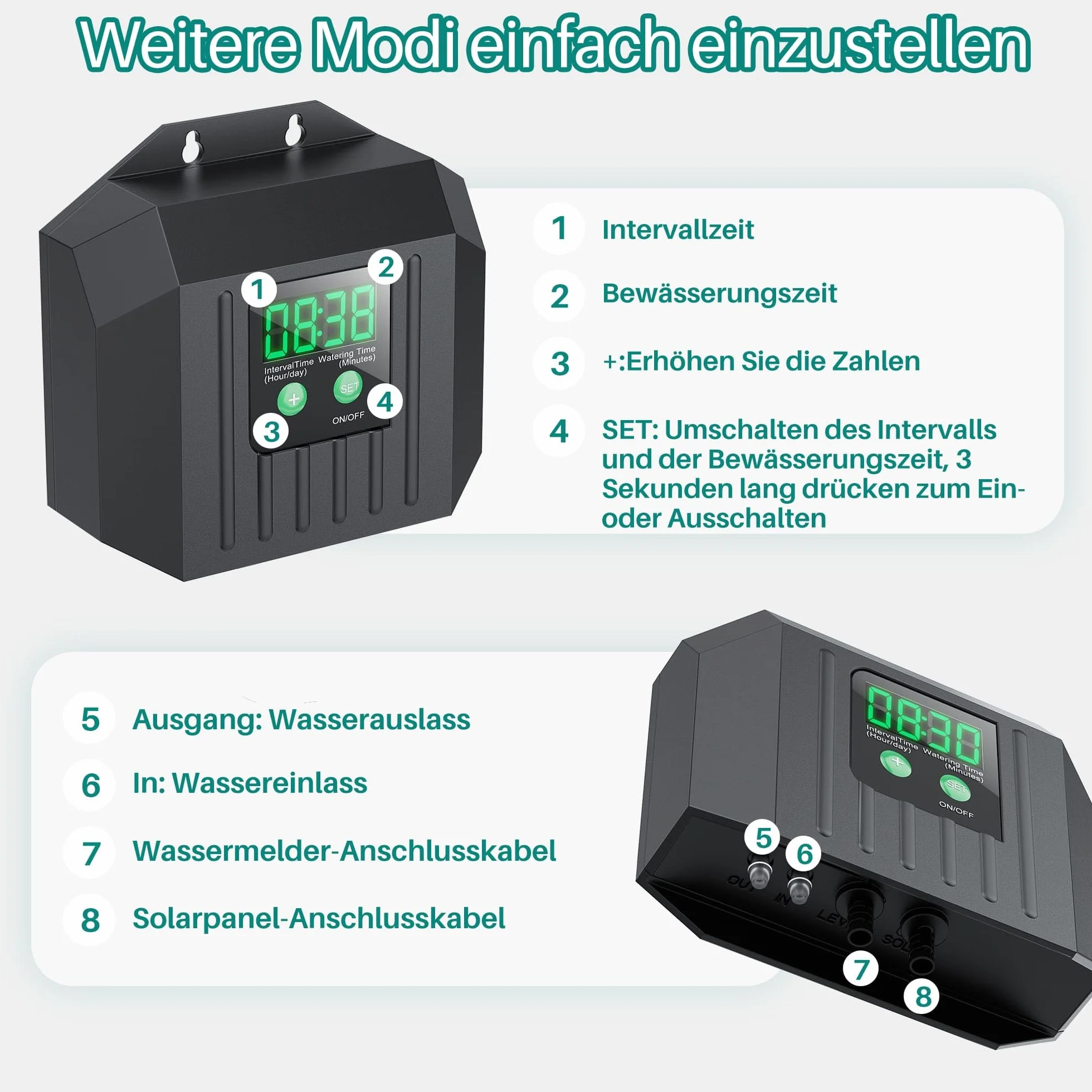 Biling Système d'arrosage solaire automatique 4W 15m pour plantes avec minuterie jardin balcon