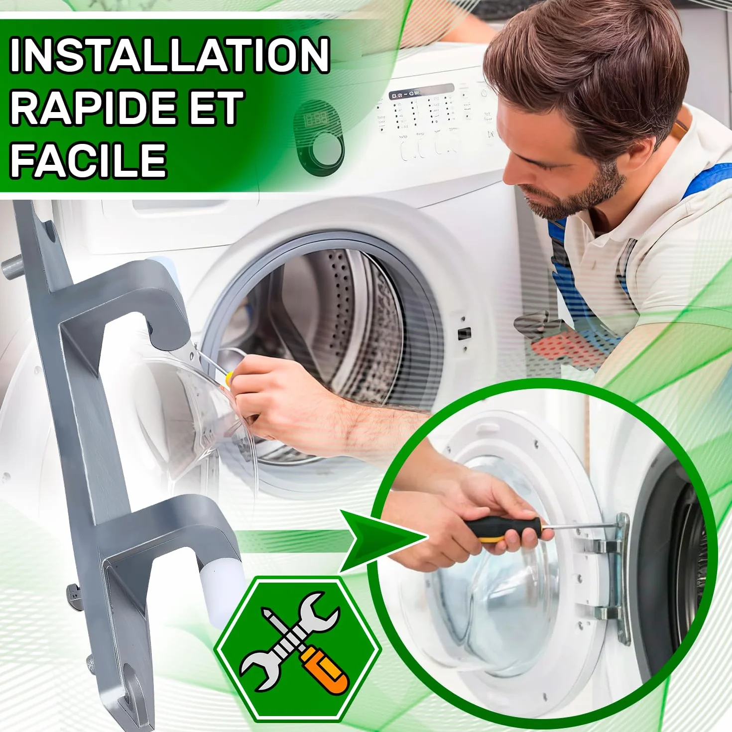 Charnière de Porte de Machine a Laver avec Code Original 620835 00620835 655117 605319 608936 pour Bosch pour Siemens pour Balay pour Constructa pour Neff - Garantie de 5 Ans - ONIX TECH
