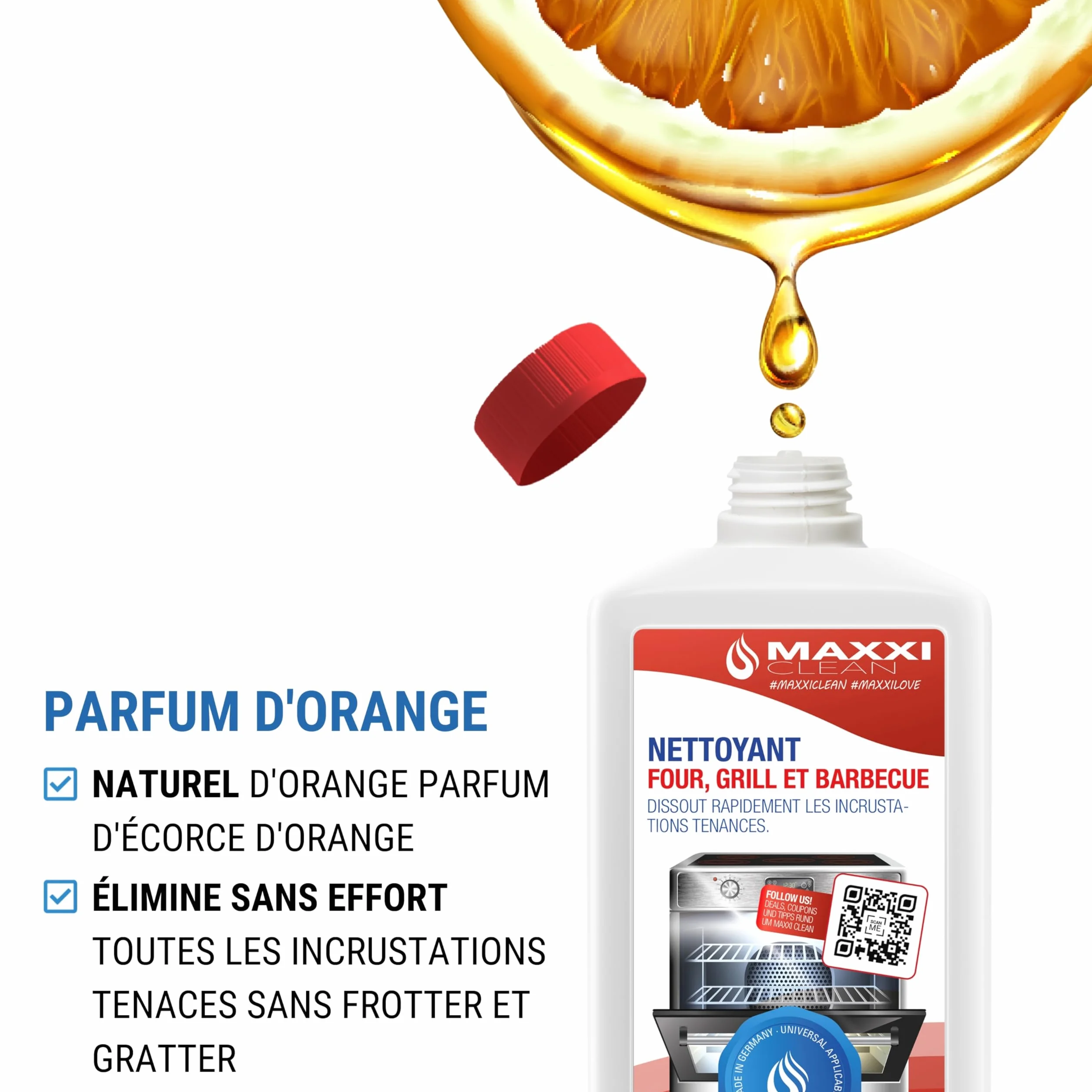 Maxxi Clean Kit nettoyage four grill 750 ml gel pinceau dégraissant extra puissant