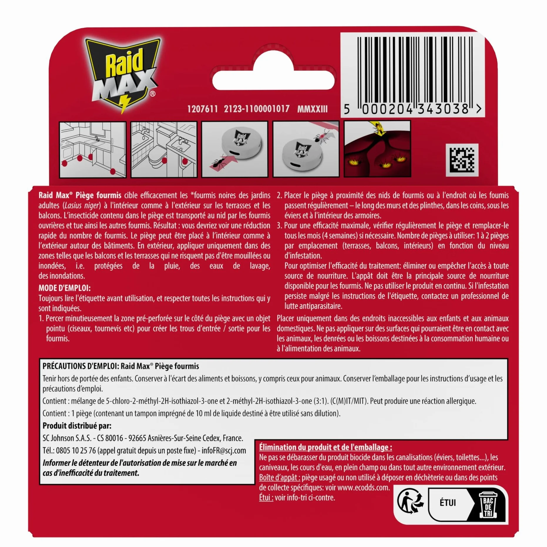 Raid Max Système Anti-Fourmis - Piège 1 Pièce