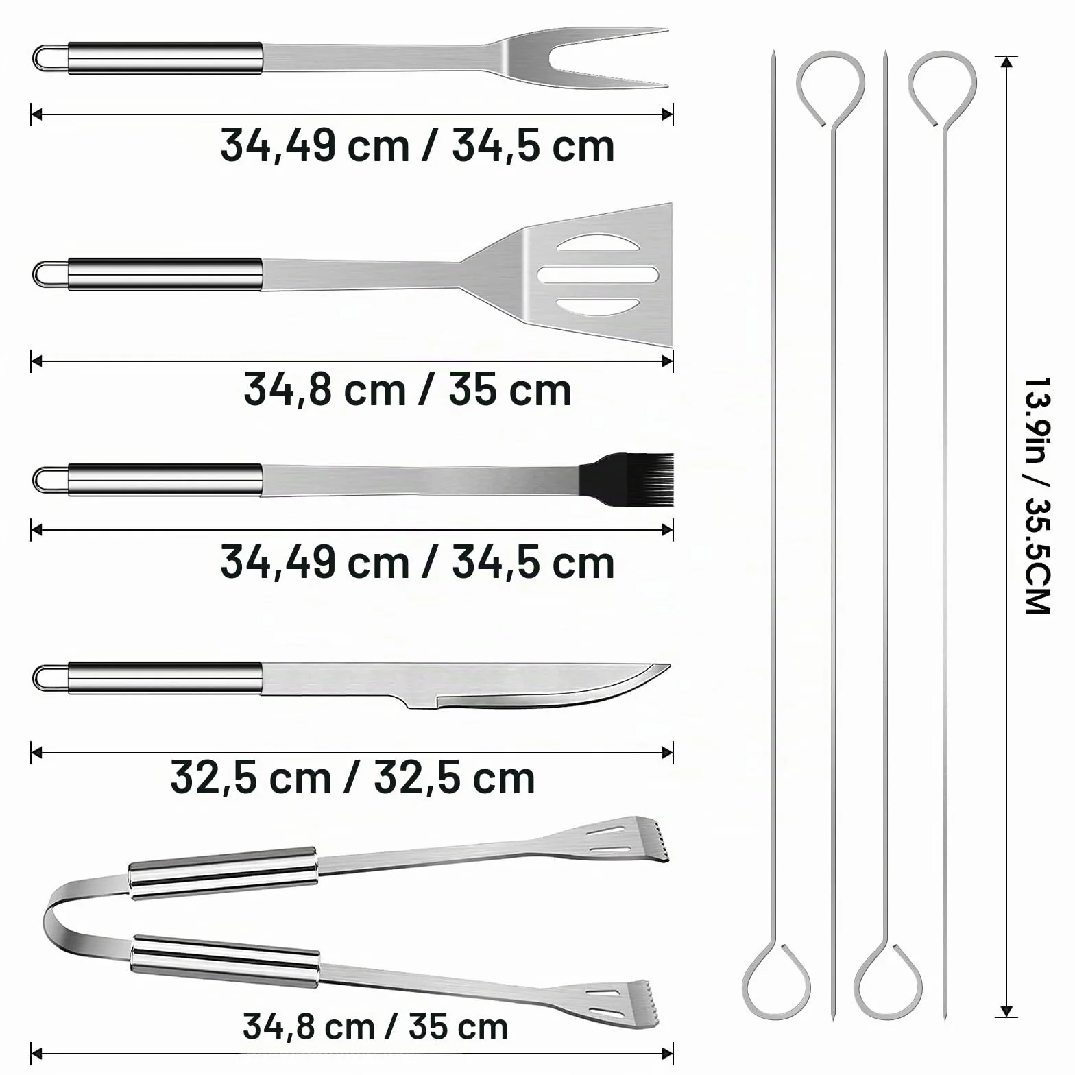 Ensemble d'ustensiles de Barbecue Professionnels en Acier Inoxydable Sac Transport (9 PCS)