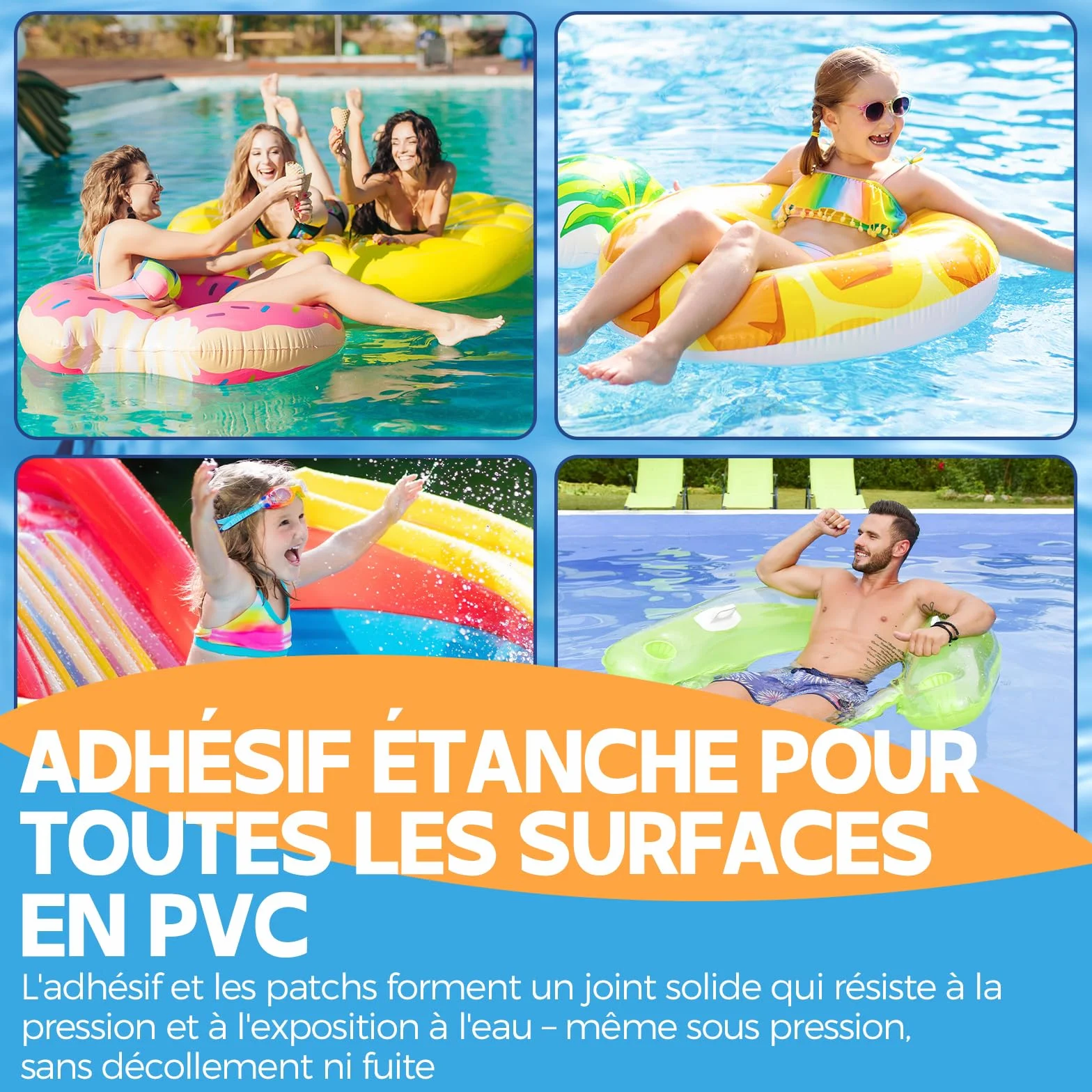 Kit Reparation Piscine Transparente Colle PVC pour Spa Gonflable 60ml