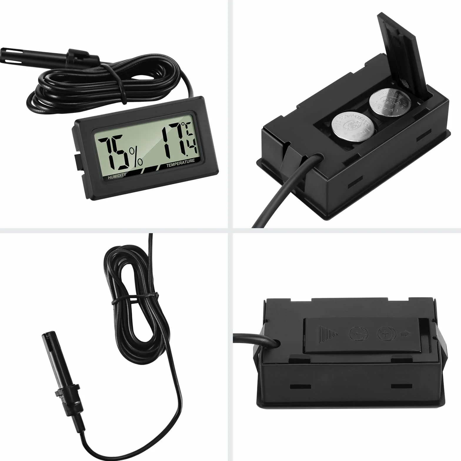 Thlevel Thermomètre Hygromètre Numérique avec Sonde Externe Jauge Température Humidité Mètre 3 Pièces