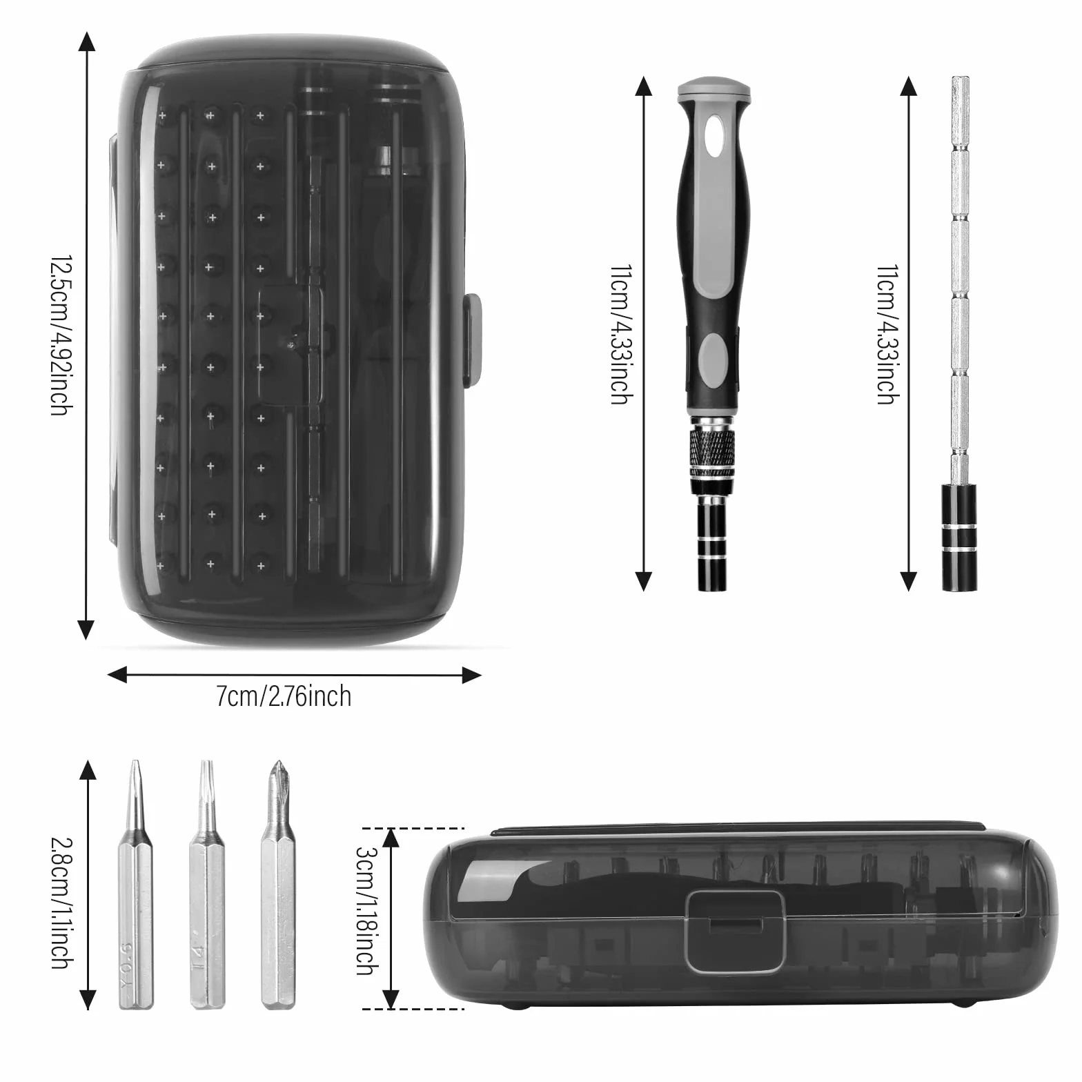 Vinabo Jeu Tournevis de Précision 32 en 1- Mini Set Tournevis Magnétique Bricolage Electronique de Réparation Kit, Outil Informatique pour PC, MacBook, iPhone, Lunettes, Montre, Smartphone
