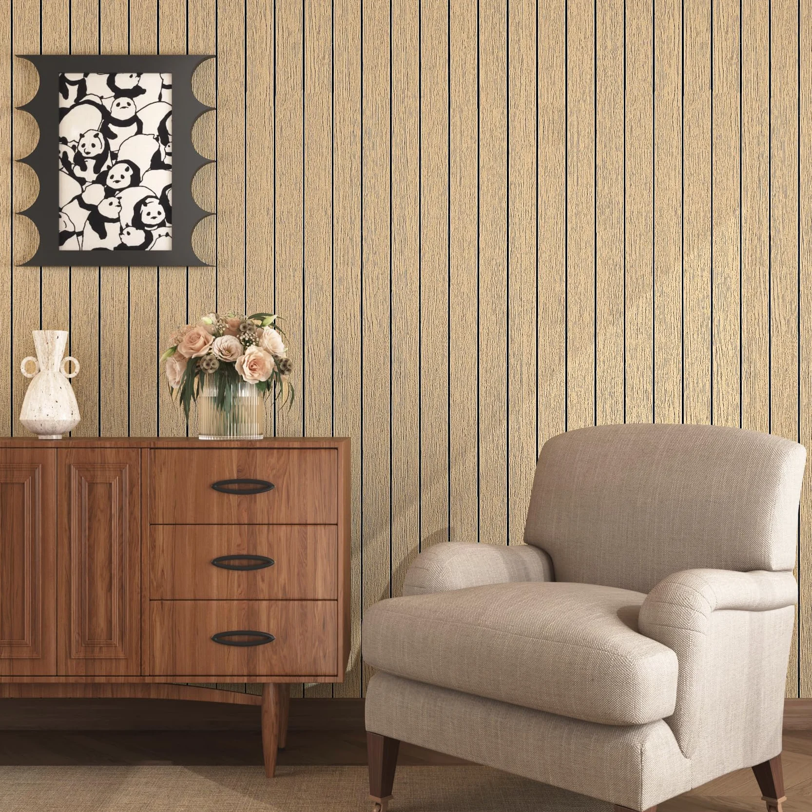 Livelynine Épaissir Papier Peint Adhesif Mural Bois Naturel 3D Panneau Mural decoratif Bois Tasseau Marron 30CMx5M Panneaux Muraux Adhesif Chambre Chene Brun Revetement Murals Autocollant Bureau