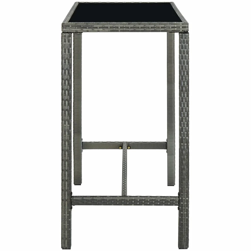 Tomostar Table de Bar Haute Extérieur Gris 130x60x110 cm Résine tressée Verre