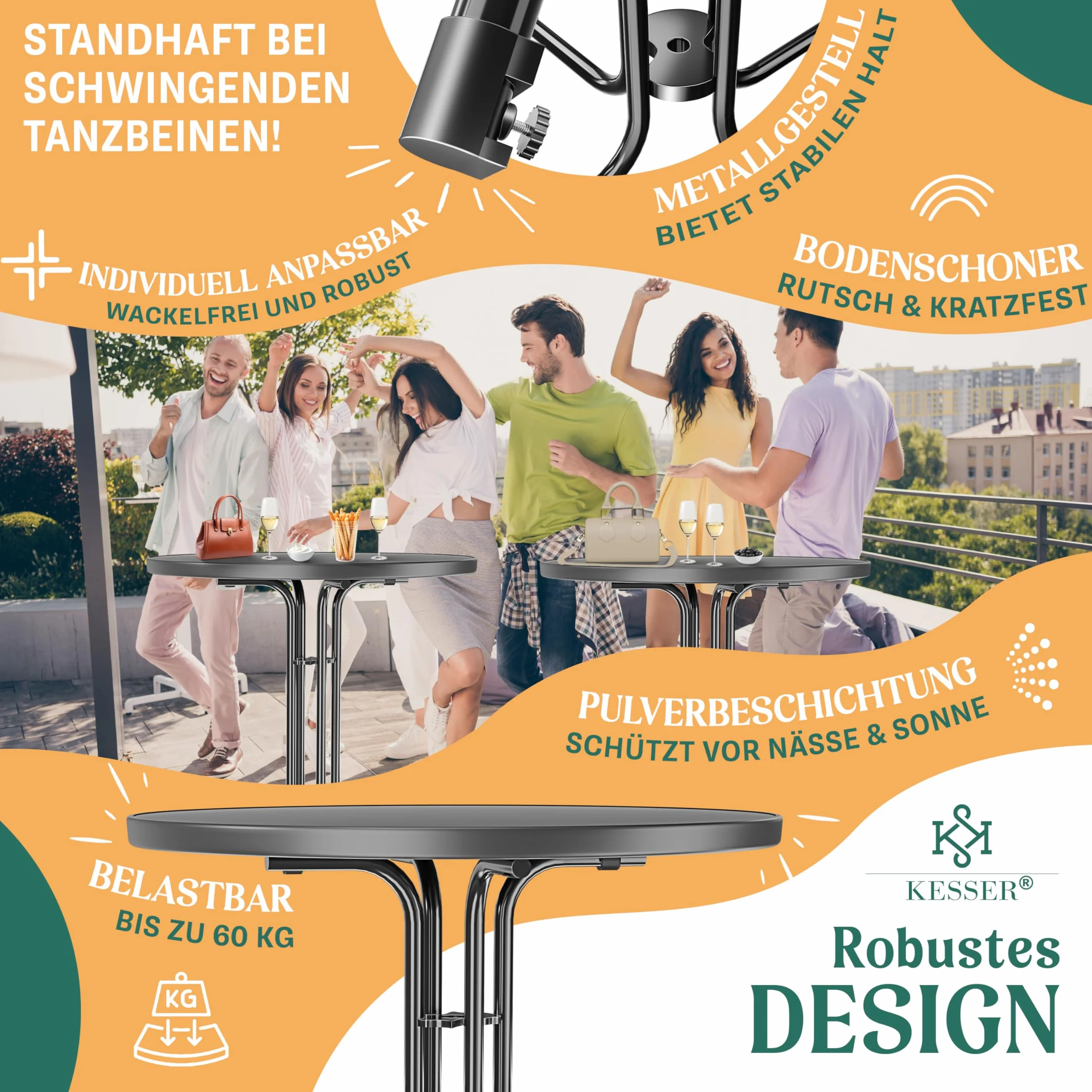 KESSER Table Haute Pliante Ronde Ø 80 cm Gastronomie Bistrot Jardin Résistante Intempéries Chaleur