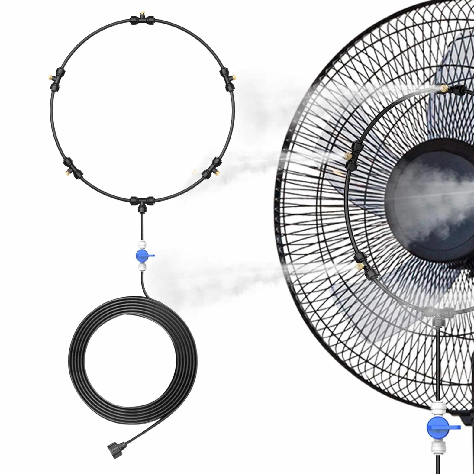 Kit de brumisation pour ventilateur extérieur portable, se connecte à n'importe quel ventilateur patio jardin