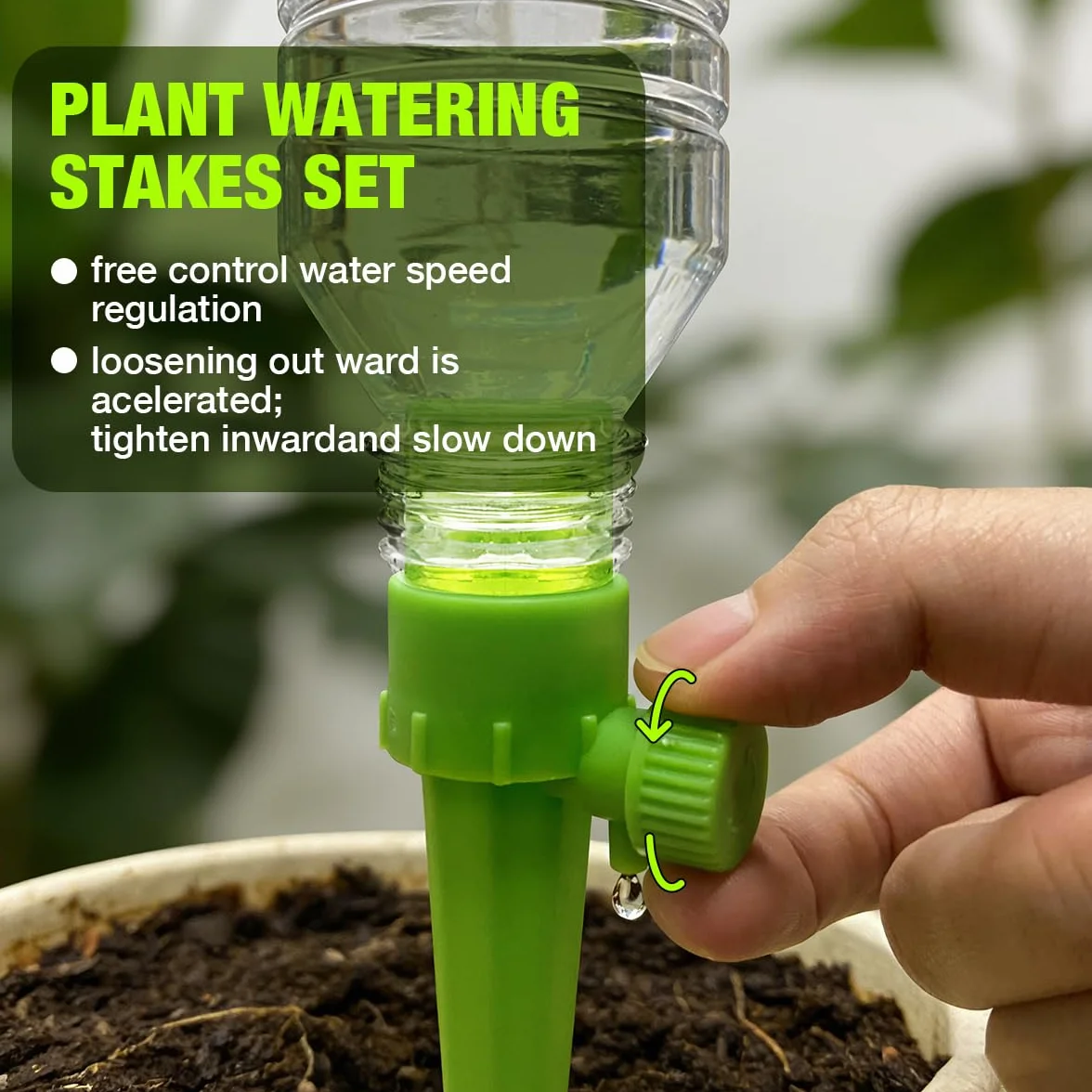 Arrosage automatique pour plante réglable 32 pcs, goutte à goutte bouteille compatible ABS durable
