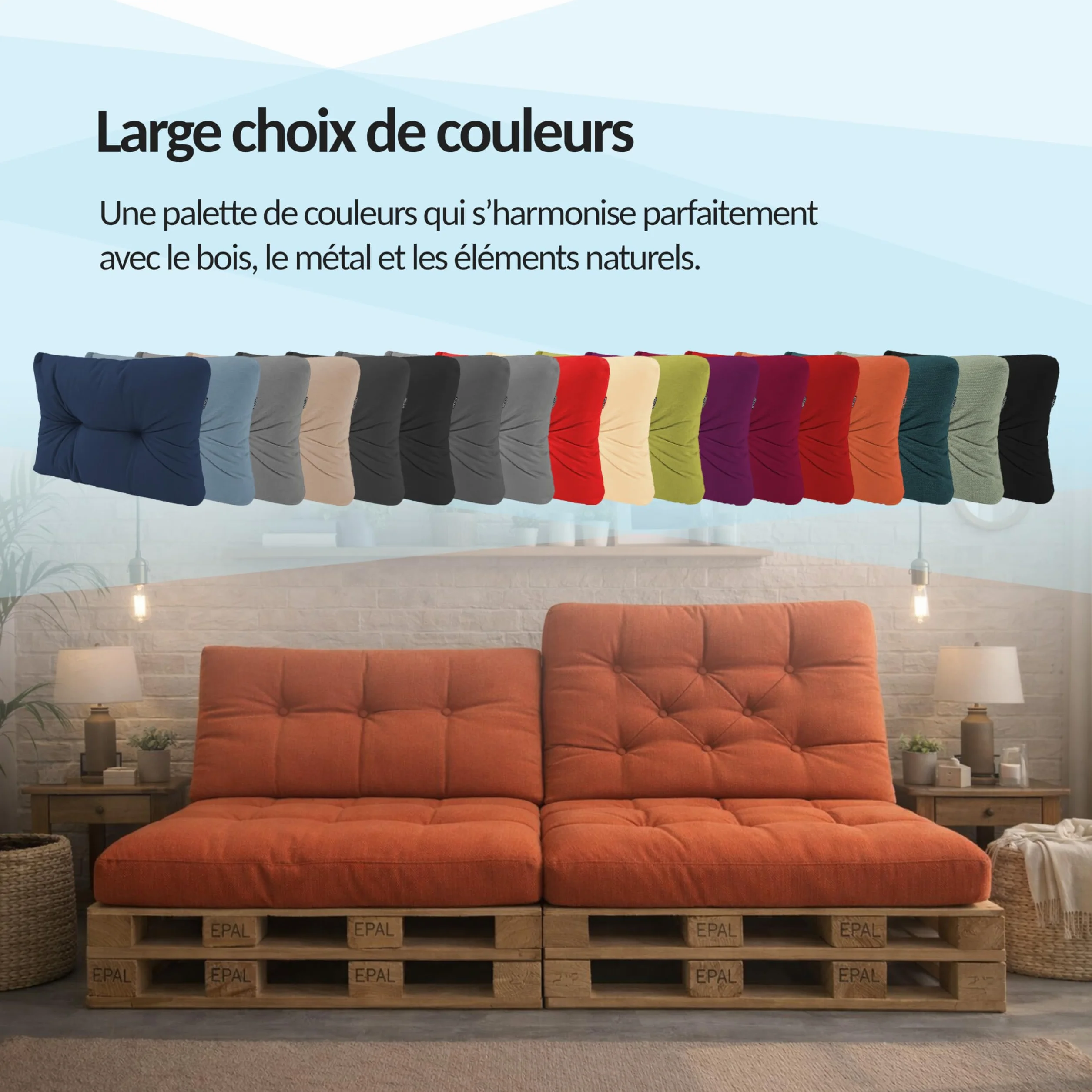 POKAR Set de 2 Coussins Matelassé pour Palettes Euro 120x80cm + 120x40cm Mousse Formée à Froid Canapé de Jardin Intérieur Extérieur Vert