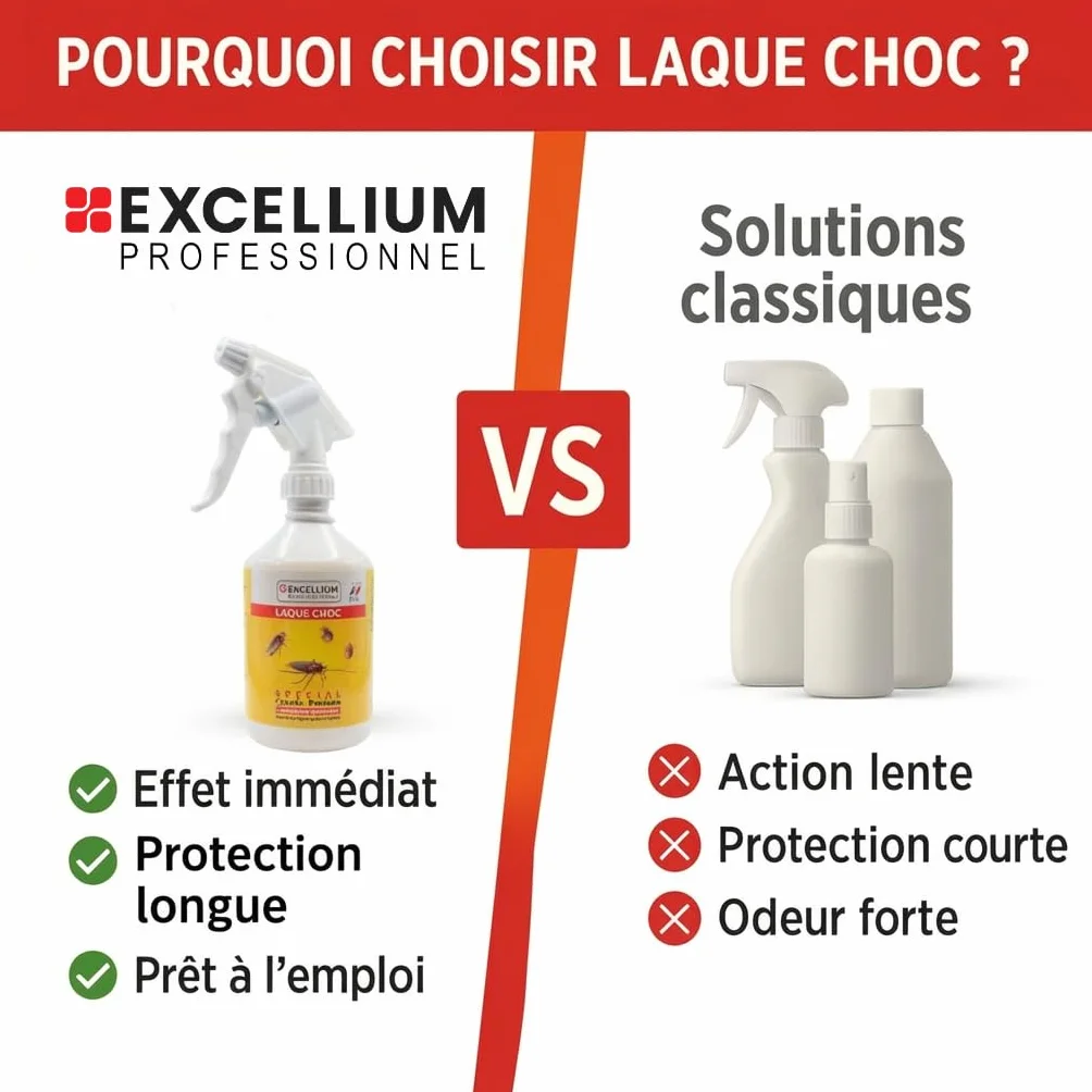 Excellium Laque Choc Insecticide Spécial Cafards et Punaises Spray Prêt à l'Emploi 500 ml