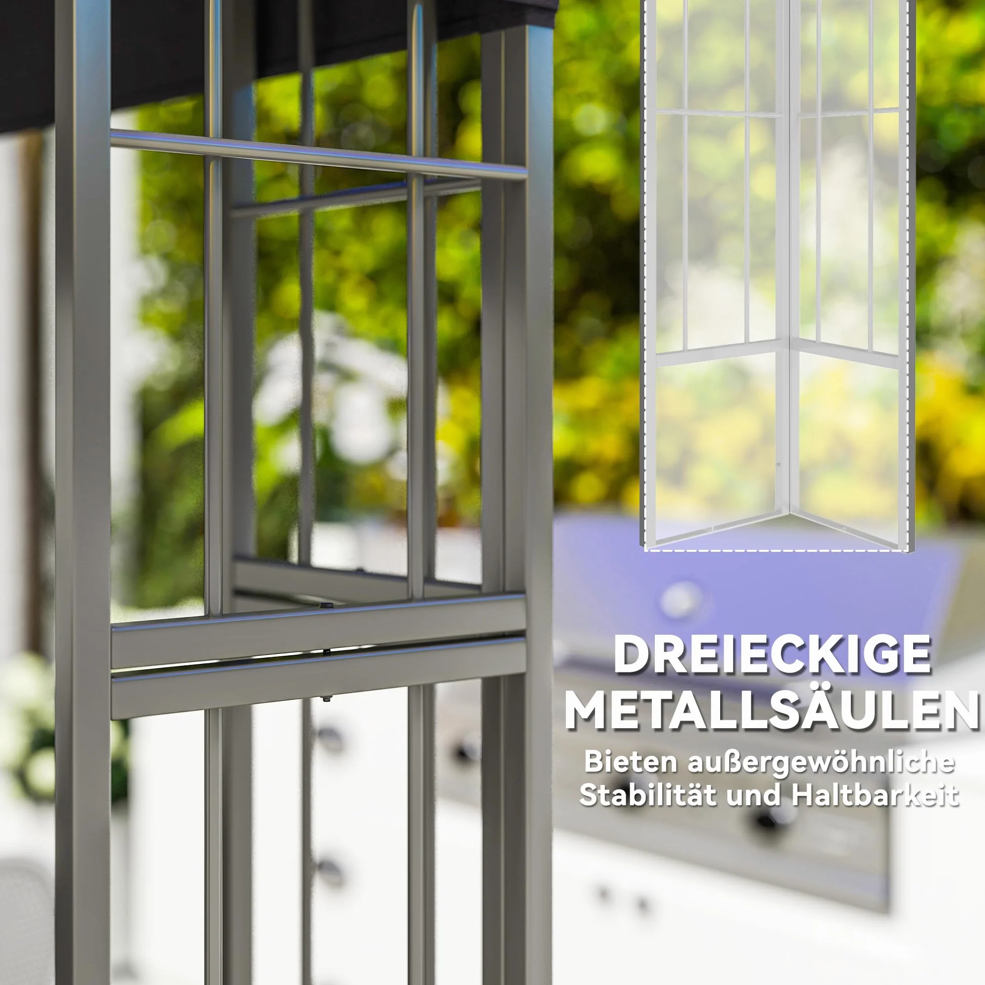 Outsunny Pavillon de jardin double toit 3x3 m Hydrofuge stable résistant hiver protection UV Tente métal gris foncé