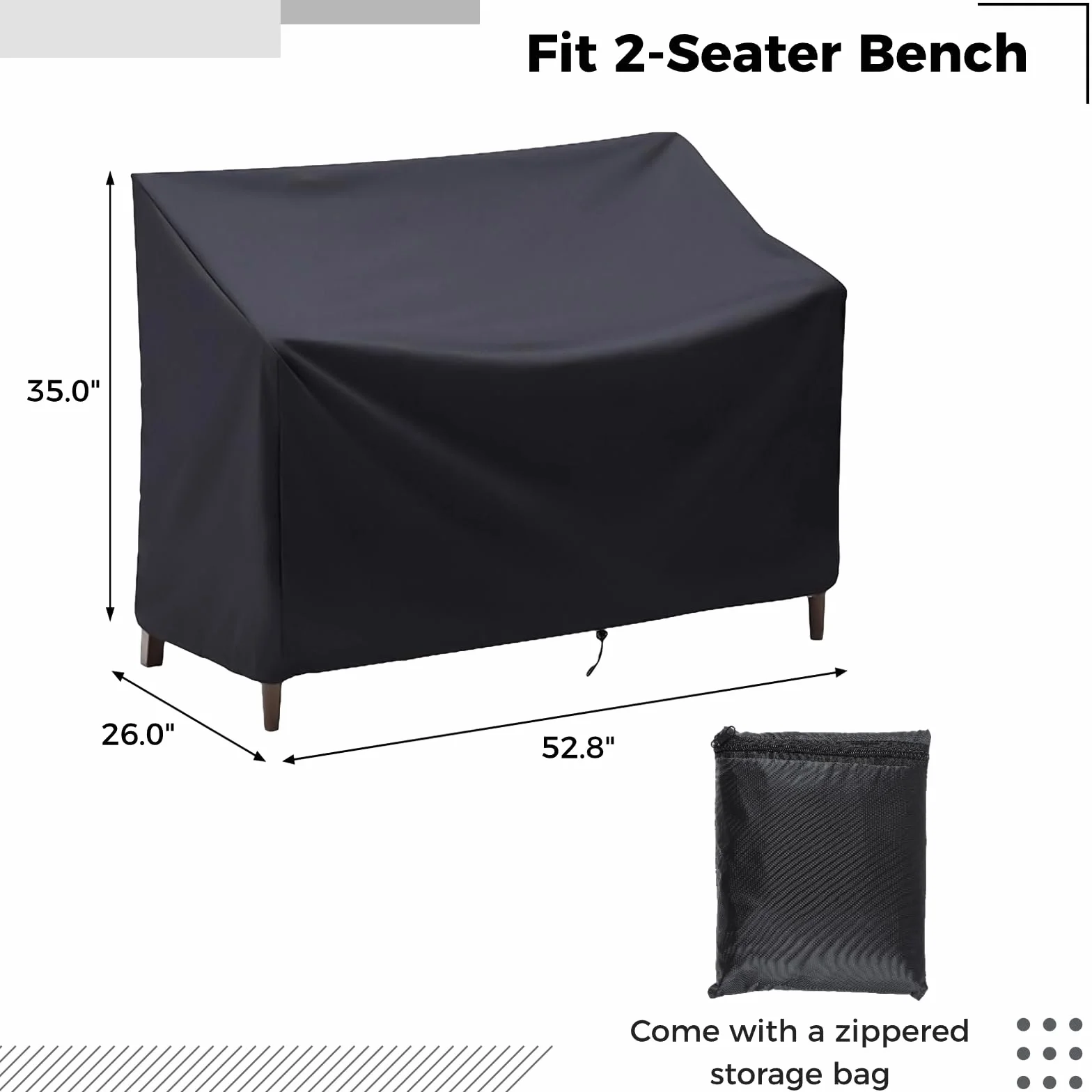 Housse de Banc d'extérieur 210D résistante aux intempéries 134 x 66 x 89 cm