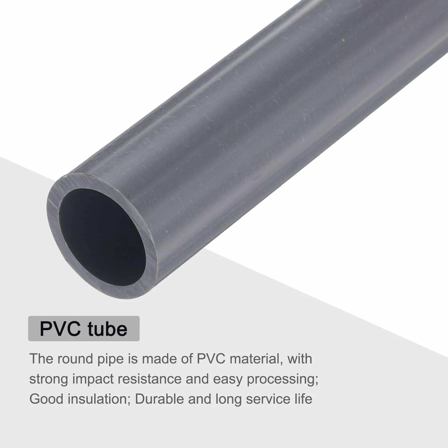 QUARKZMAN Tuyau Rigide PVC Tube Rond Tuyau Matériel Tuyauterie 15.4mm ID 20mm OD 9" Longueur Gris Clair Haute Résistance Aux Chocs pour Tuyau D'Eau, Bricolage, Gaine Câble 2Pièces