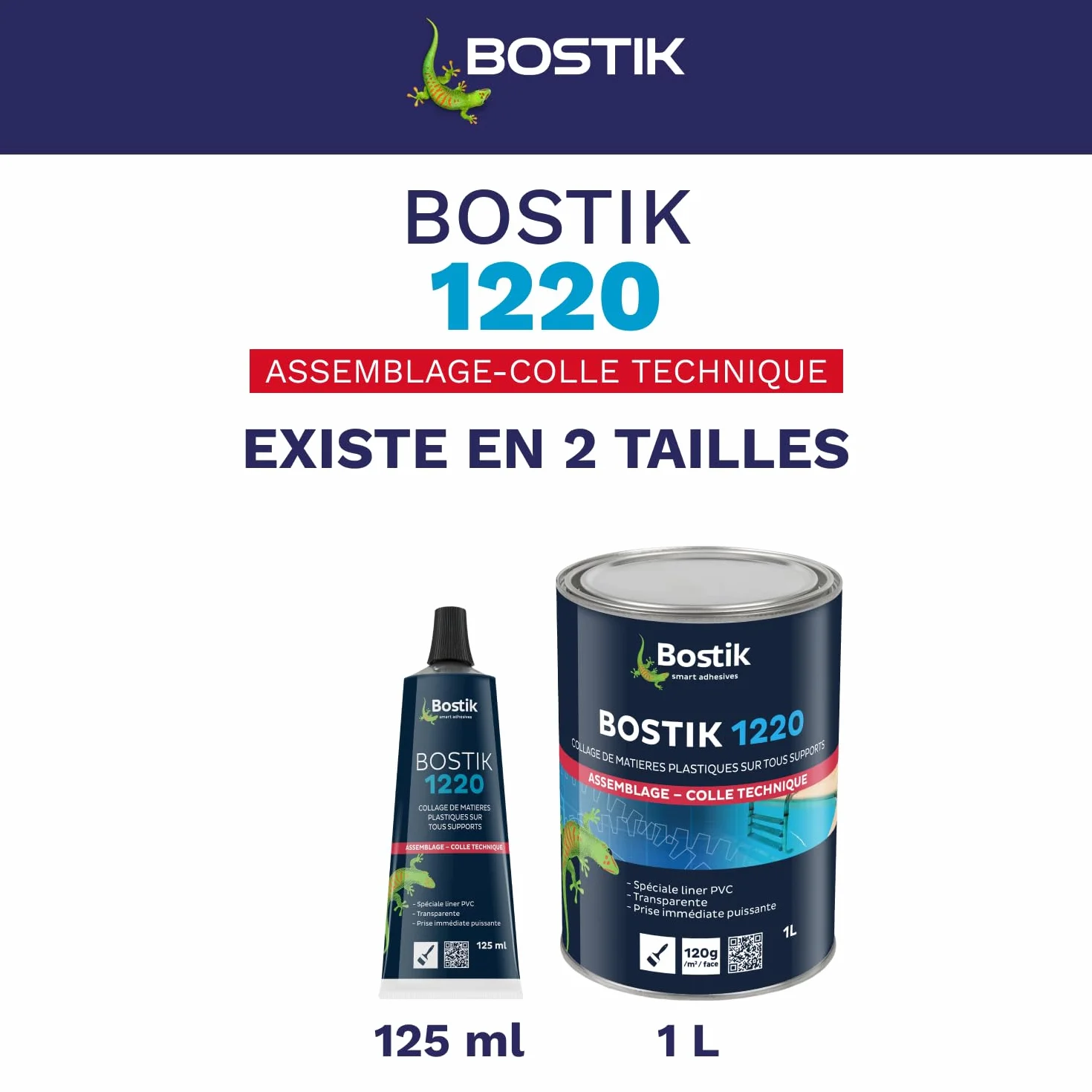 Bostik - Colle Contact Nitrile Liquide 1220 - Multi-Usages - Idéale Pour Liner PVC - Transparente - Tube de 125 ml