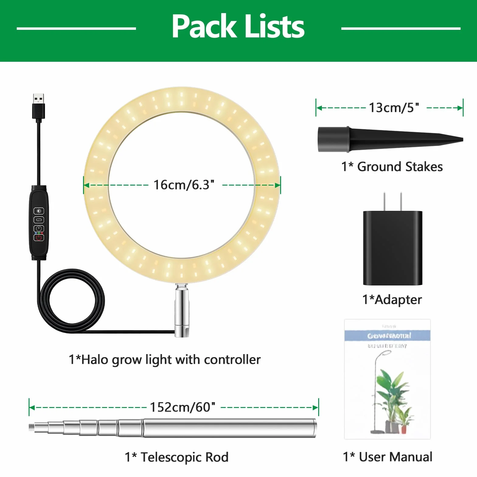 Lampes de culture pour plantes d'intérieur, spectre complet, minuterie 6/12/18h, 3 modes couleurs, 5 niveaux luminosité, hauteur réglable 25-165cm