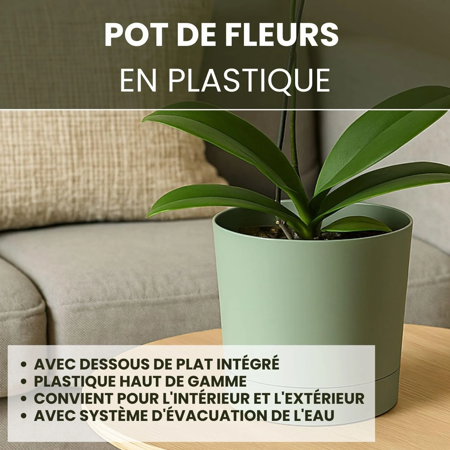 LAMELA Bac À Plantes avec Soucoupe Intégrée 17,5 cm 2,5L Pot De Fleur Vert Résistant Aux Intempéries