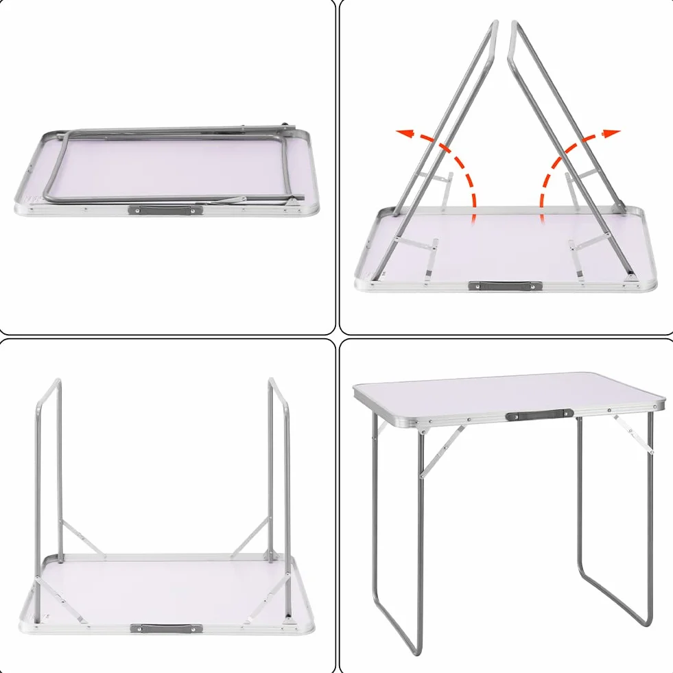 BAKAJI Table de Camping Pliante Aluminium 60x80x68 cm Pique-Nique Jardin Plein Air