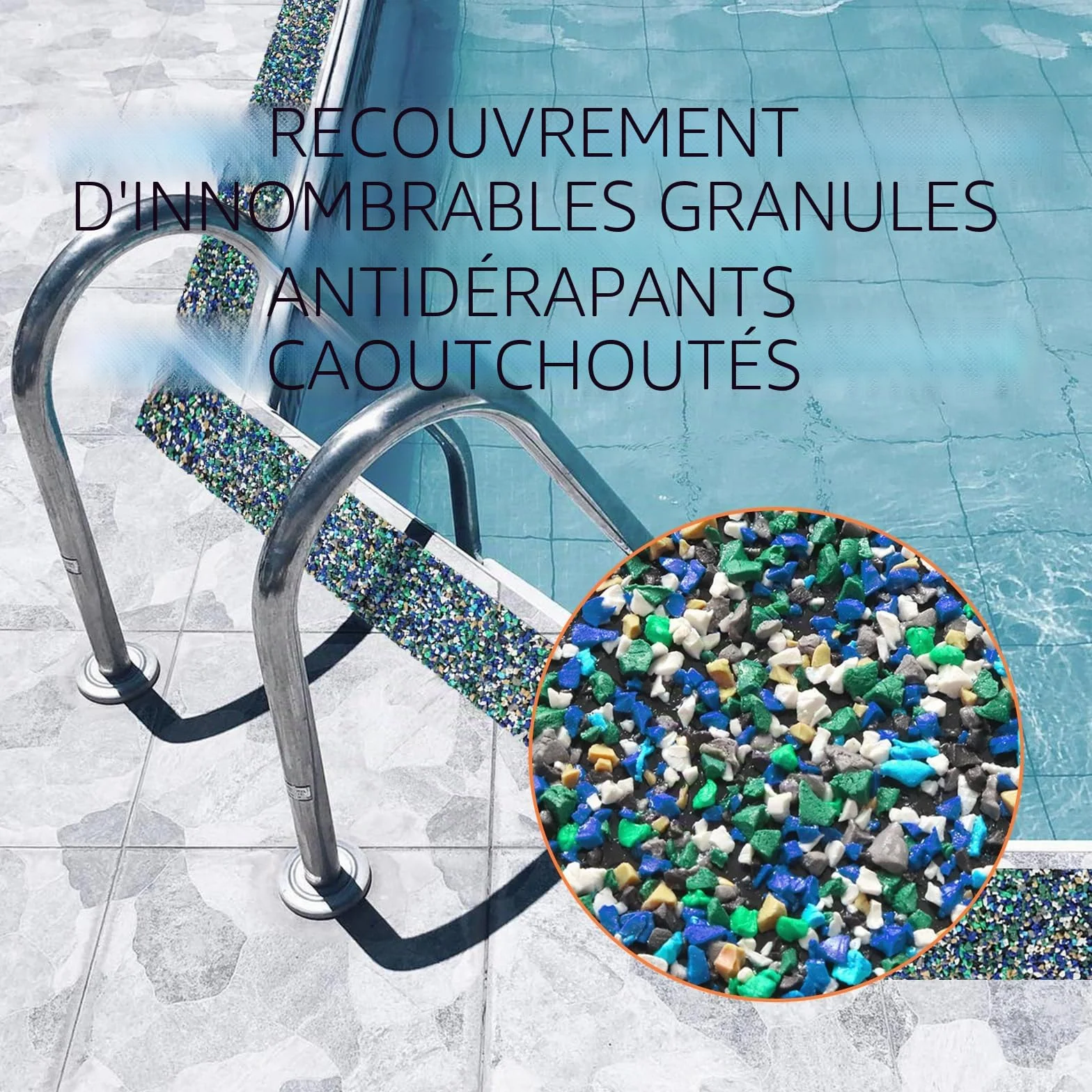 QILIMA Ruban Antidérapant en Caoutchouc PET Bleu 100mmx5m Ruban adhésif antidérapant Bande en caoutchouc friction Bande antidérapante pour escaliers Escaliers douche Bacs piscine Zones humides