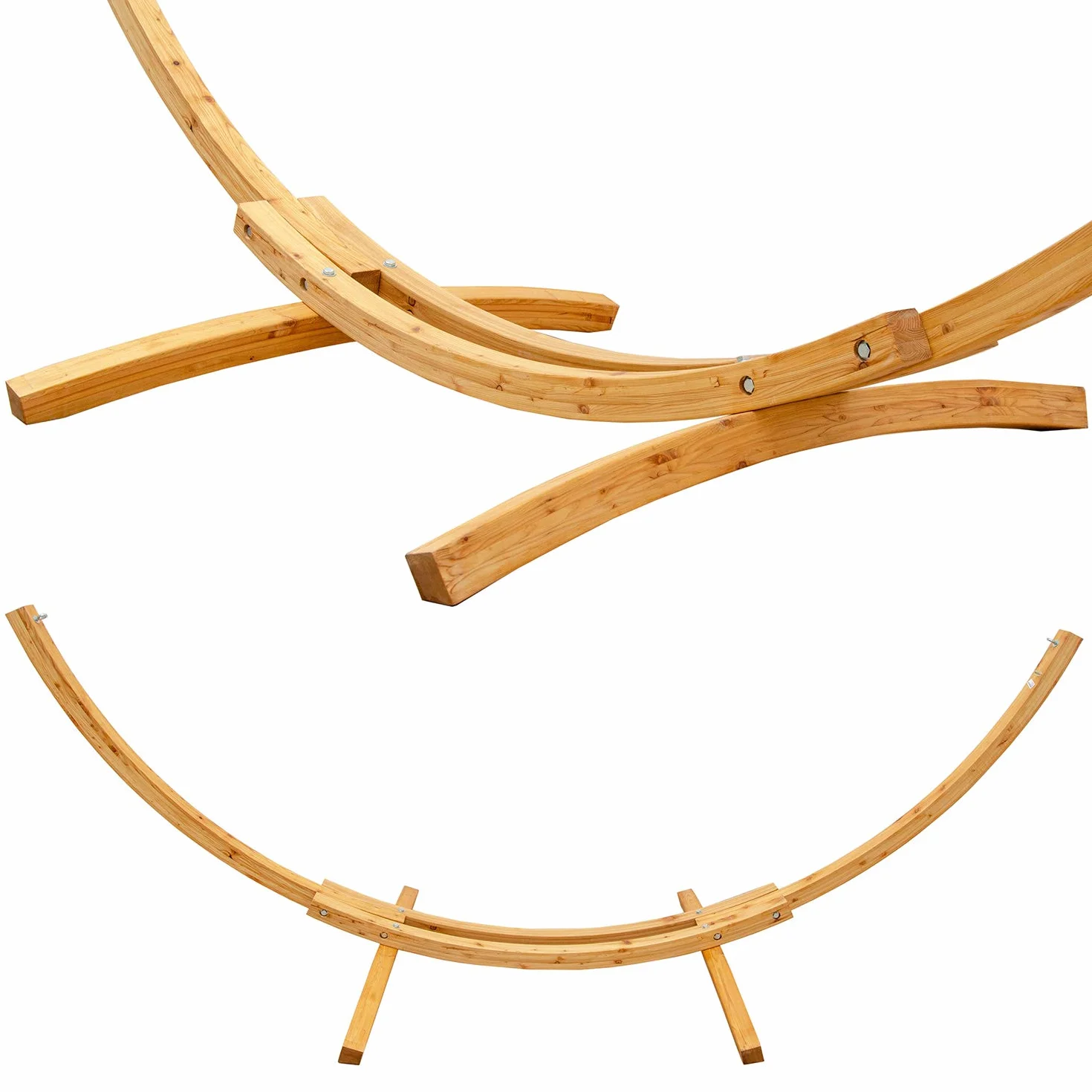 AMANKA Support Hamac Bois 325 cm Double Pied Intérieur Extérieur 2 Places Jardin Terrasse Balcon