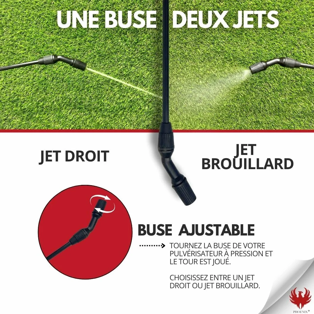 Phoenix Pulvérisateur de Jardin 5L Pression Manuel avec Lance Sangle Arrosage Désherbage Herbicides Insecticides