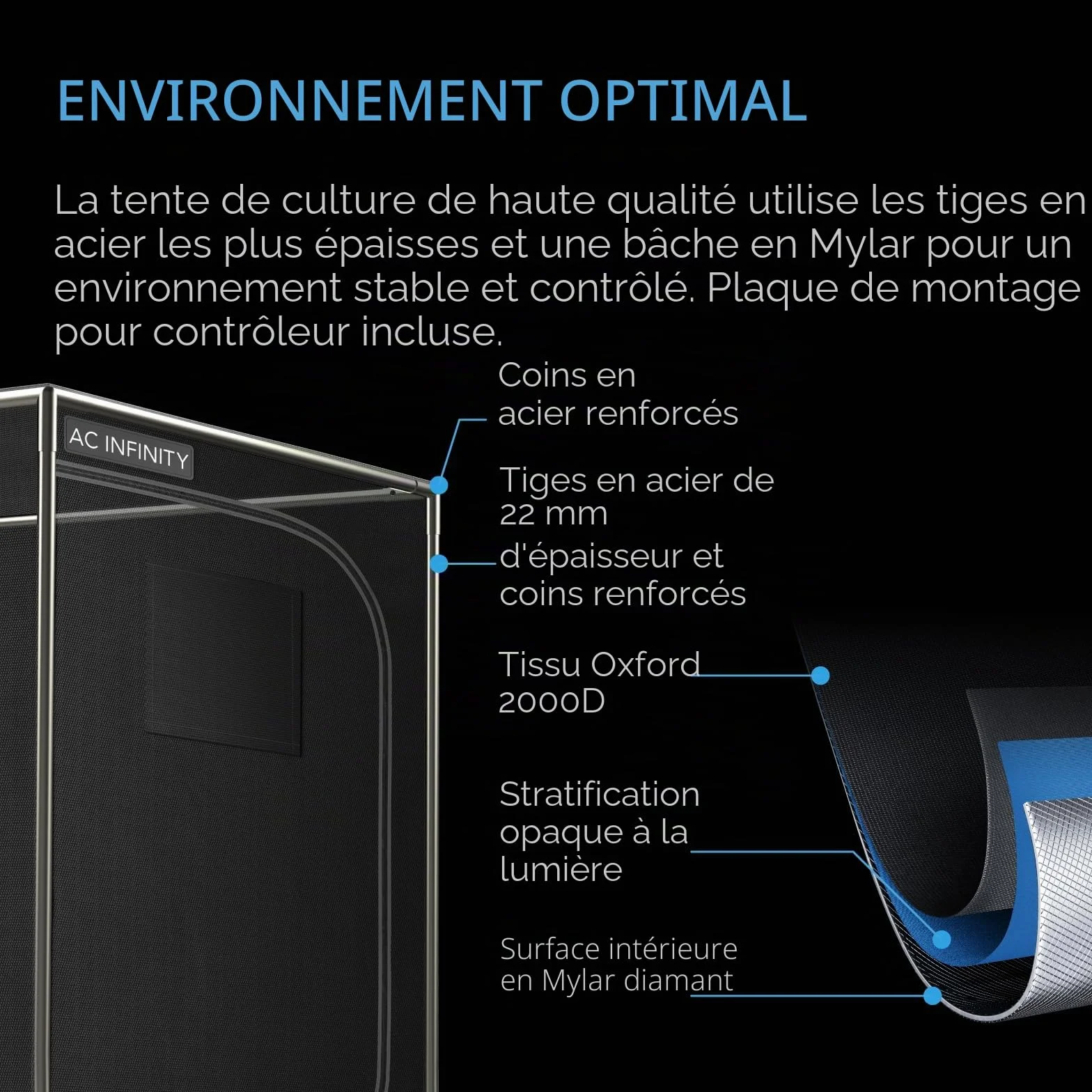 AC Infinity Advance Grow System 2x2 Tente de culture intégrée WiFi LED Samsung LM301H 2000D