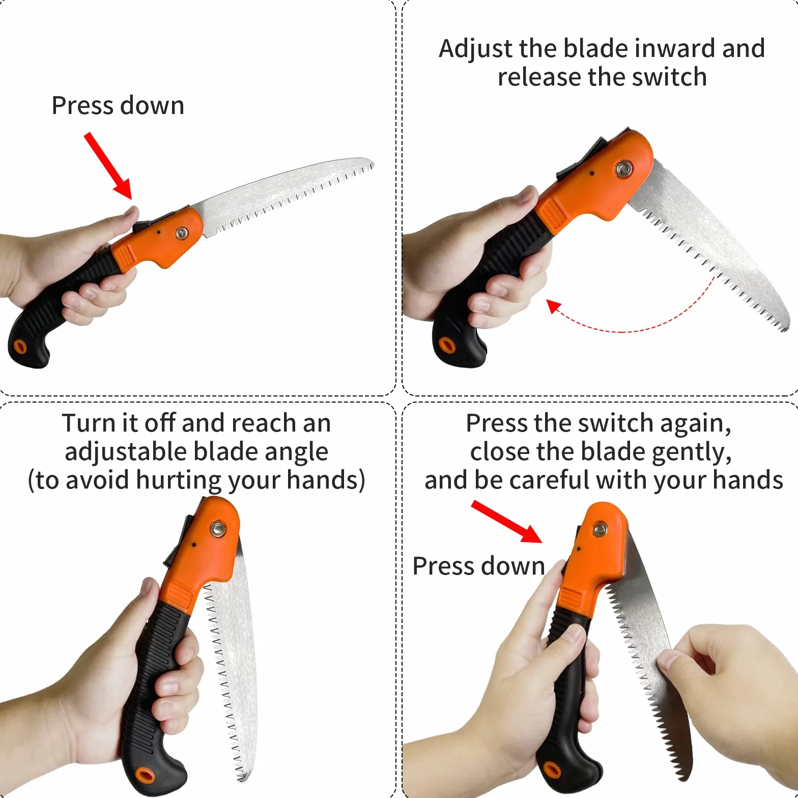 Newaner Scie à Élaguer Pliante 180mm,Scie Pliante à Main Avec poignée antidérapante et verrouillage de sécurité,Scie à main polyvalente pour couper et jardiner, tailler et réparer（orange）