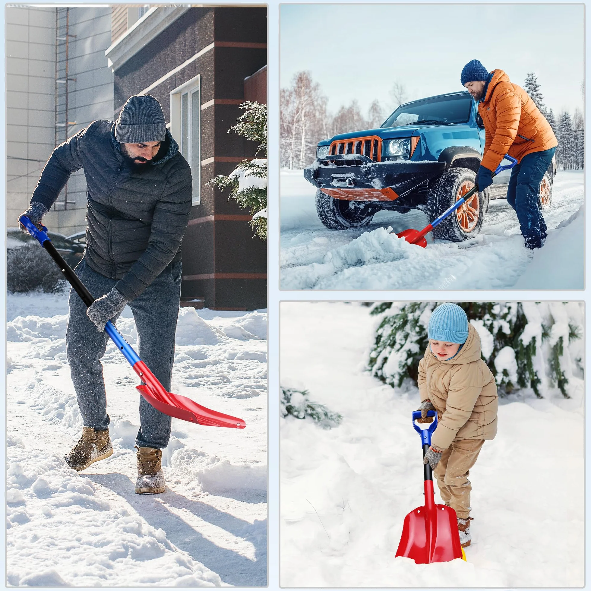 Pelle à Neige en Aluminium Réglable WORKPRO avec Manche Télescopique et Sac de Rangement