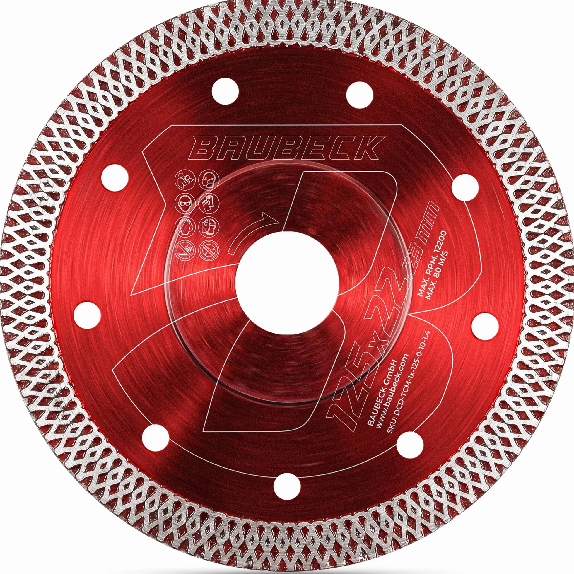 BAUBECK Disque Diamant 125 x 22,23 mm pour Carrelage, Céramique, Marbre et Pierre Naturelle – Coupe Professionnelle Haute Précision