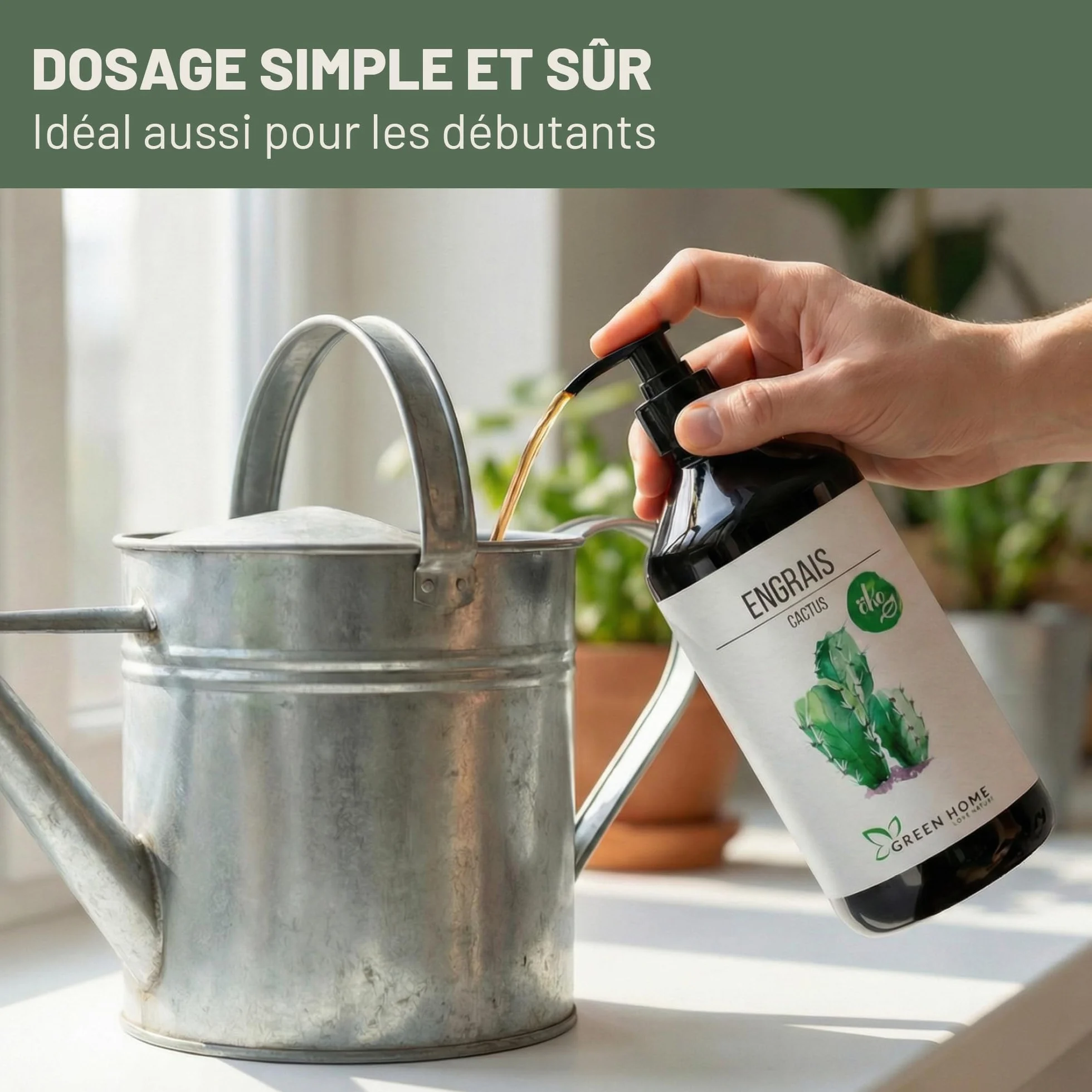 Engrais Cactus Liquide 1L Pompe Doseuse NPK 7-3-5 pour Cactus Succulentes