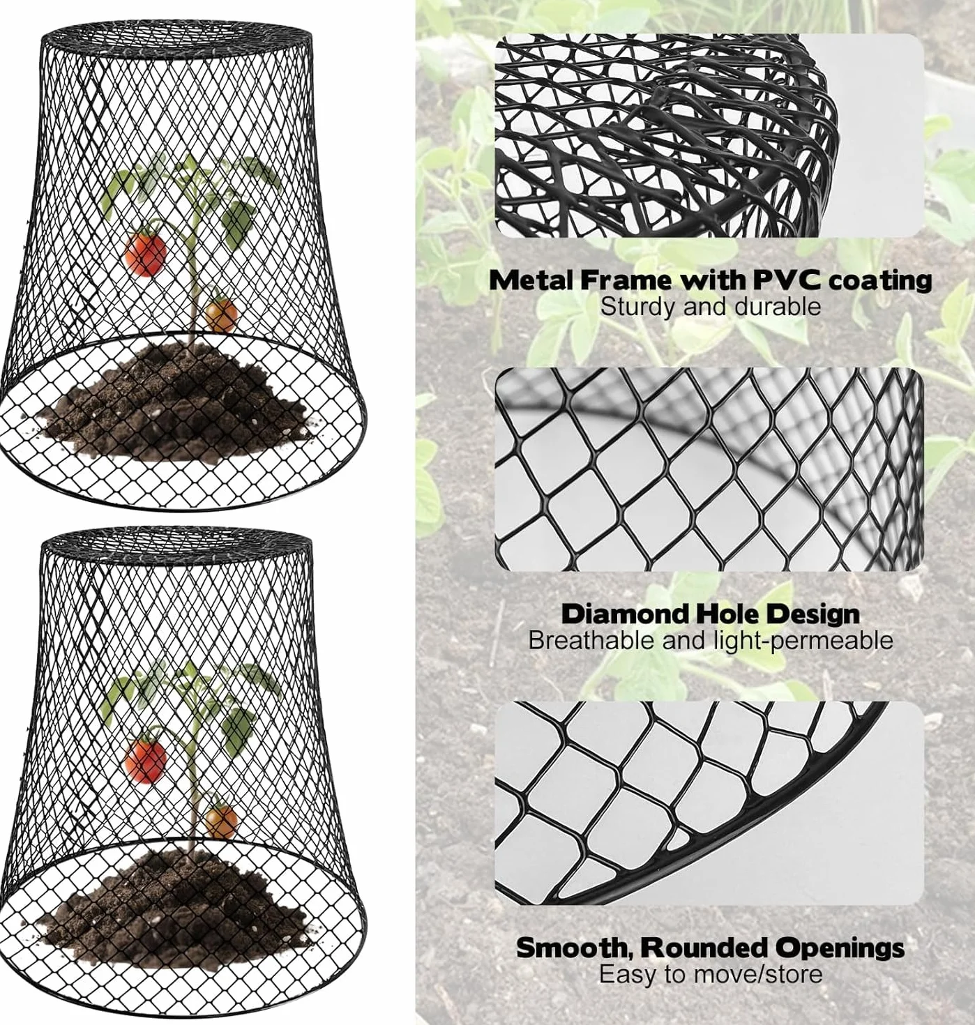 KAHEIGN 12 Pièces Cloches Grillagées pour Plantes 23CM x 23CM Cage de Protection Métallique de Jardin