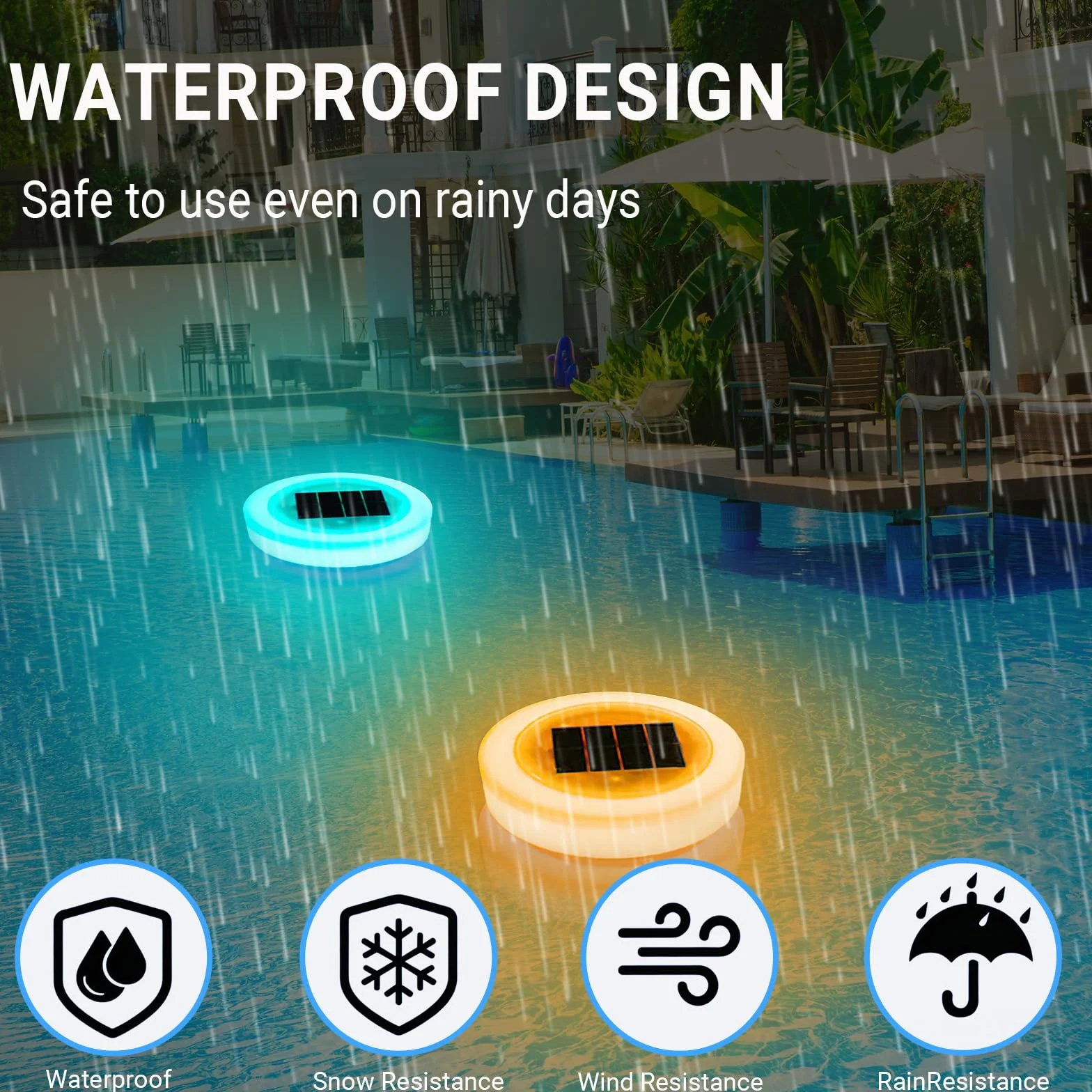 Lumière Piscine Flottante Solaire 7 Couleurs avec Télécommande Fonction Minuterie