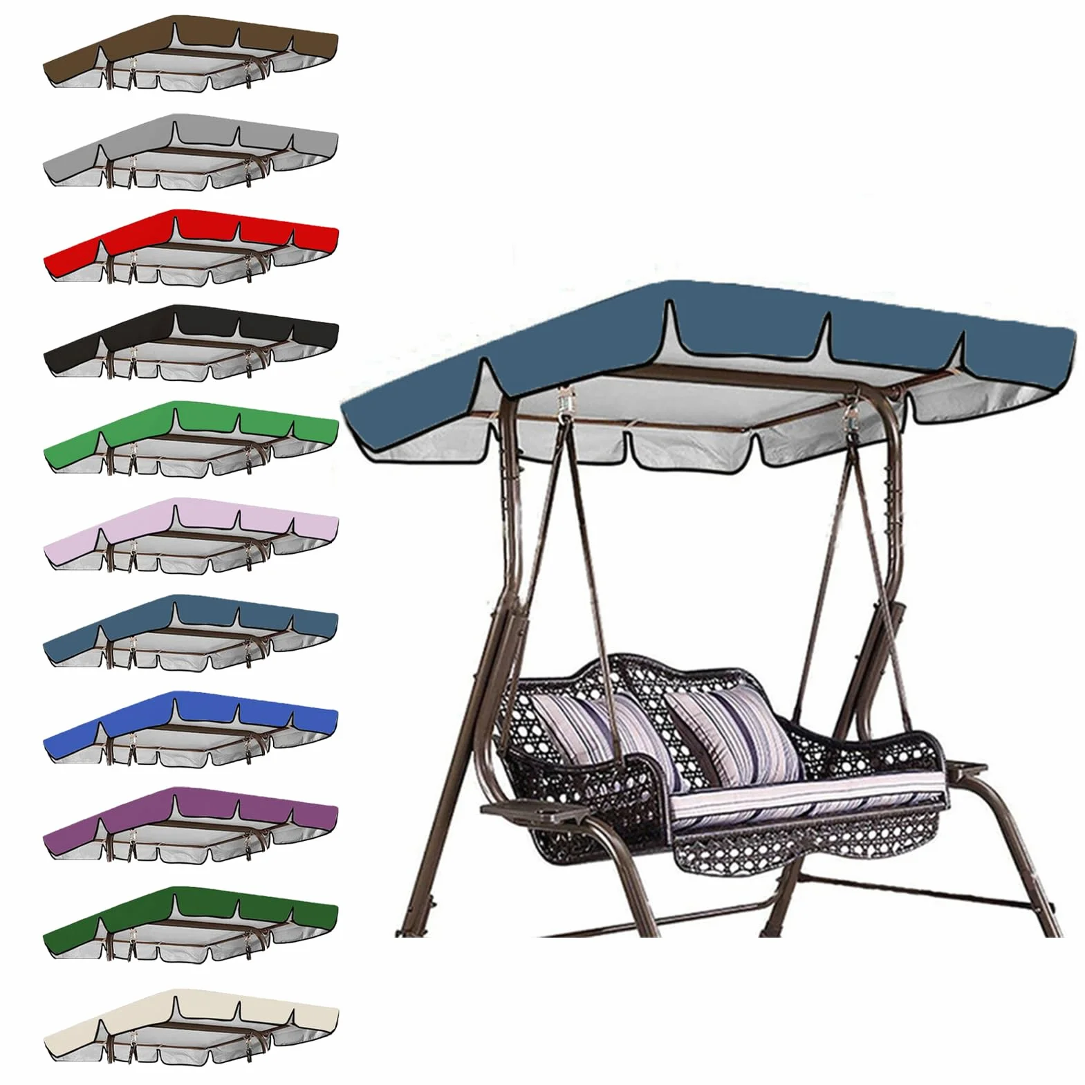 Auvent imperméable de Rechange pour Balancelle Jardin UV Resistant 7195x125x15 CM