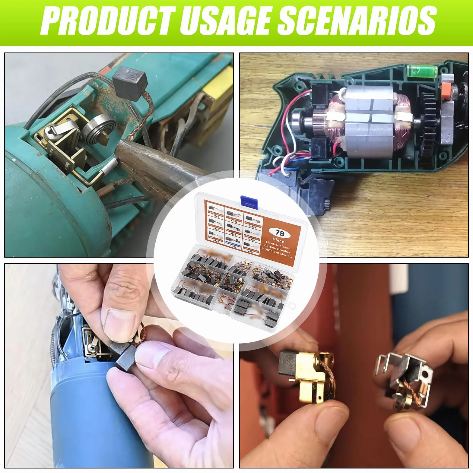 76 Pièces Balais de Charbon Machine Electrique+2 Pièces Balais de Charbon pour MAKITA, Brosses de Carbone Ponceuses Charbons Moteur Dureté Elevée, pour Meuleuse Scies D'angle etc-9 Tailles