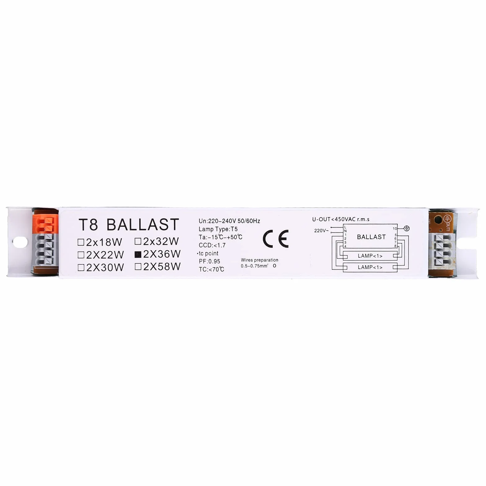 220-240V AC 2x36W Large Tension T8 Ballast Électronique Lampe Fluorescente Ballasts Ballasts Électroniques